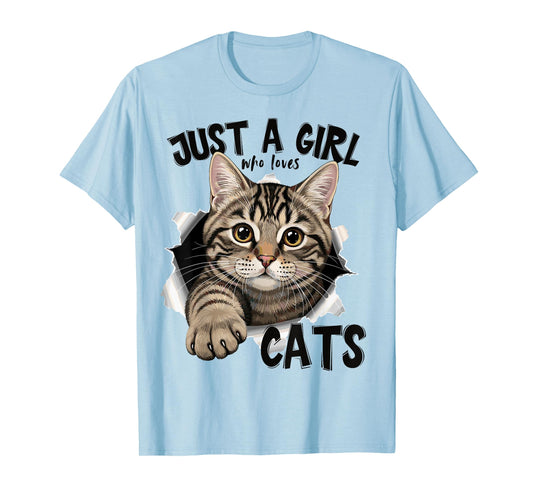 Just a Girl who Loves Cats Women who Rescue Cats and Kittens T-Shirt