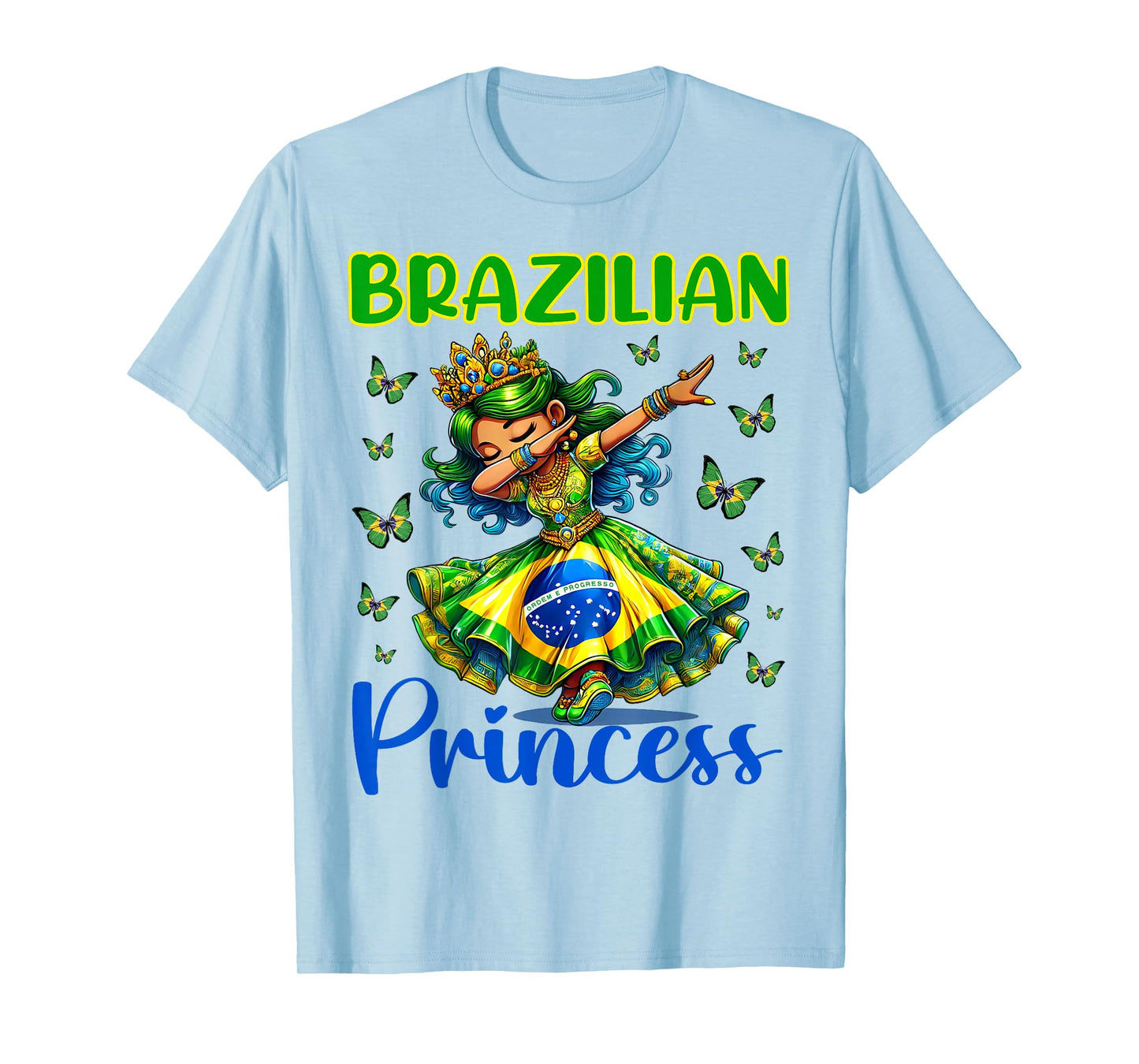 Brazilian Princess Dab Girl Flag Dress Heritage Girls Kids T-Shirt