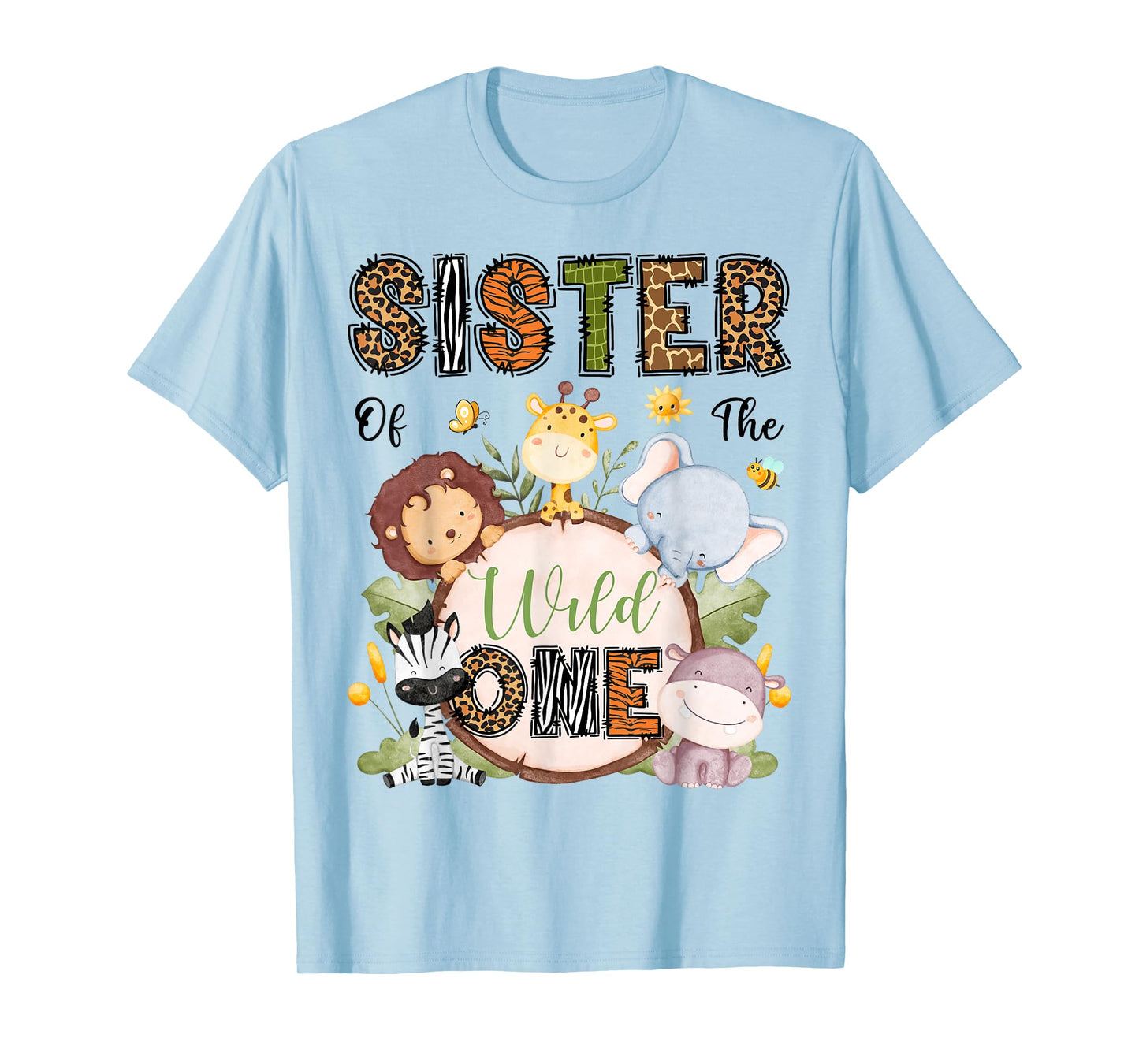Sister Of The Wild One Safari Woodland 1St Bday Kids T-Shirt