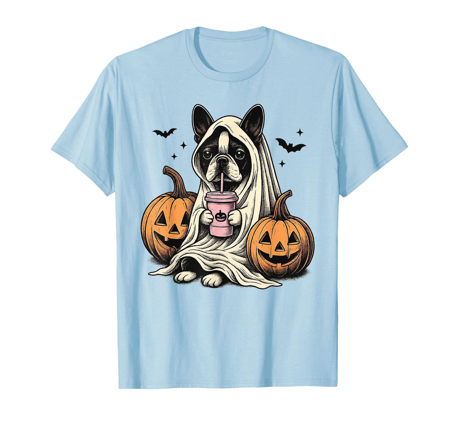 Halloween Boston Terrier Ghost T-Shirt