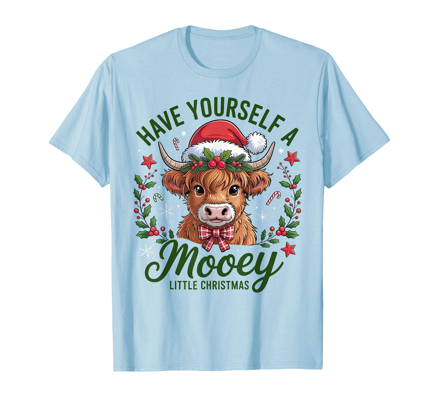 Have Yourself A Mooey Little Christmas Highland Cow Santa T-Shirt