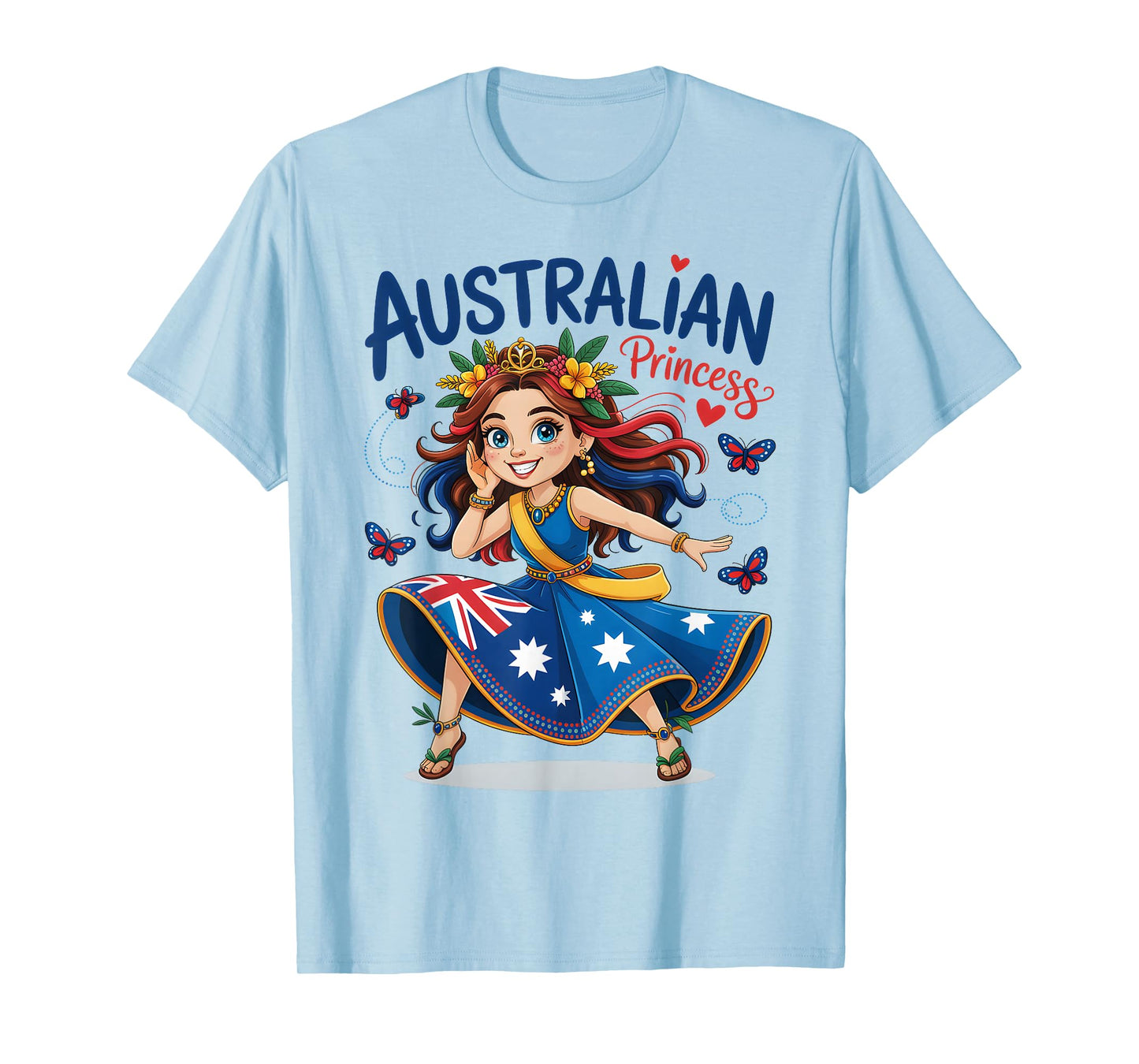 Australian Princess Girl in Flag Dress Outfit for Girls Kids T-Shirt