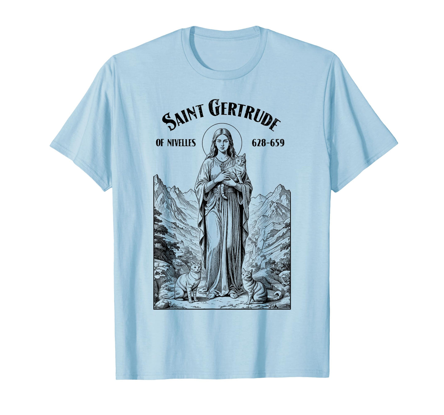 Cats Patron Saint Gertrude Vintage Funny Feline Cat Lovers T-Shirt