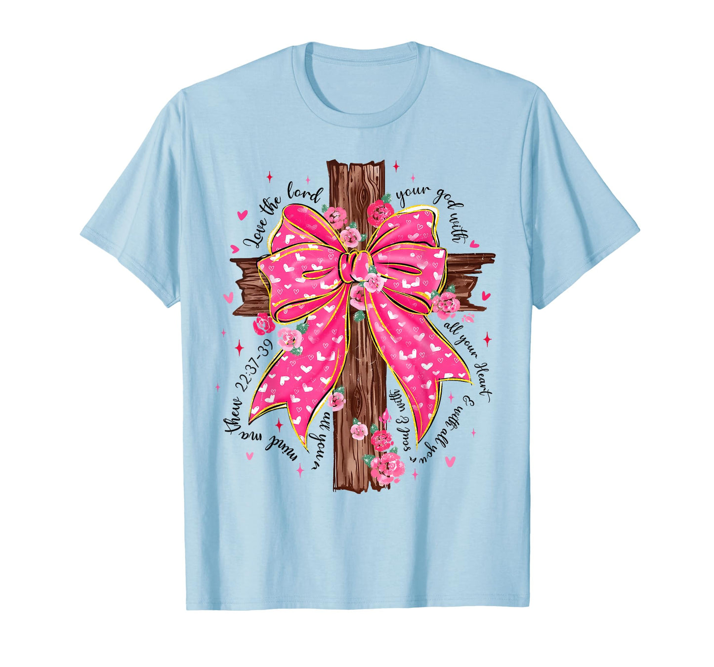 Valentine Cute Jesus Coquette Bow Bible Verse Christian T-Shirt