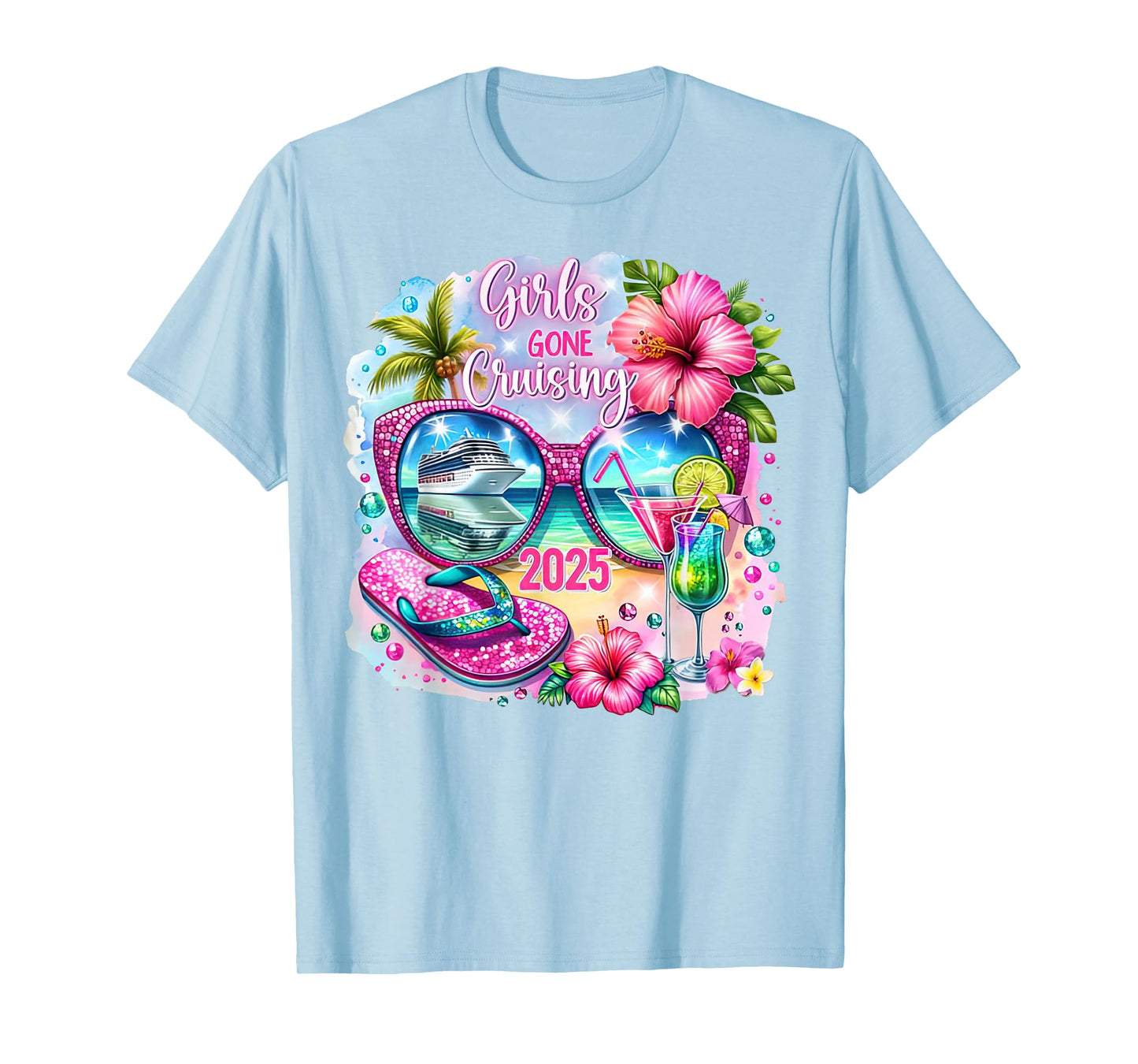 Girls Gone Cruising 2025 Vacation 2025 Tropical Girls Trip T-Shirt
