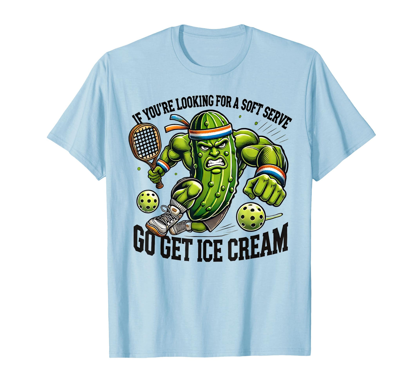 Funny Pickleball Lover Pun With a Pickle Playing Pickle Ball T-Shirt