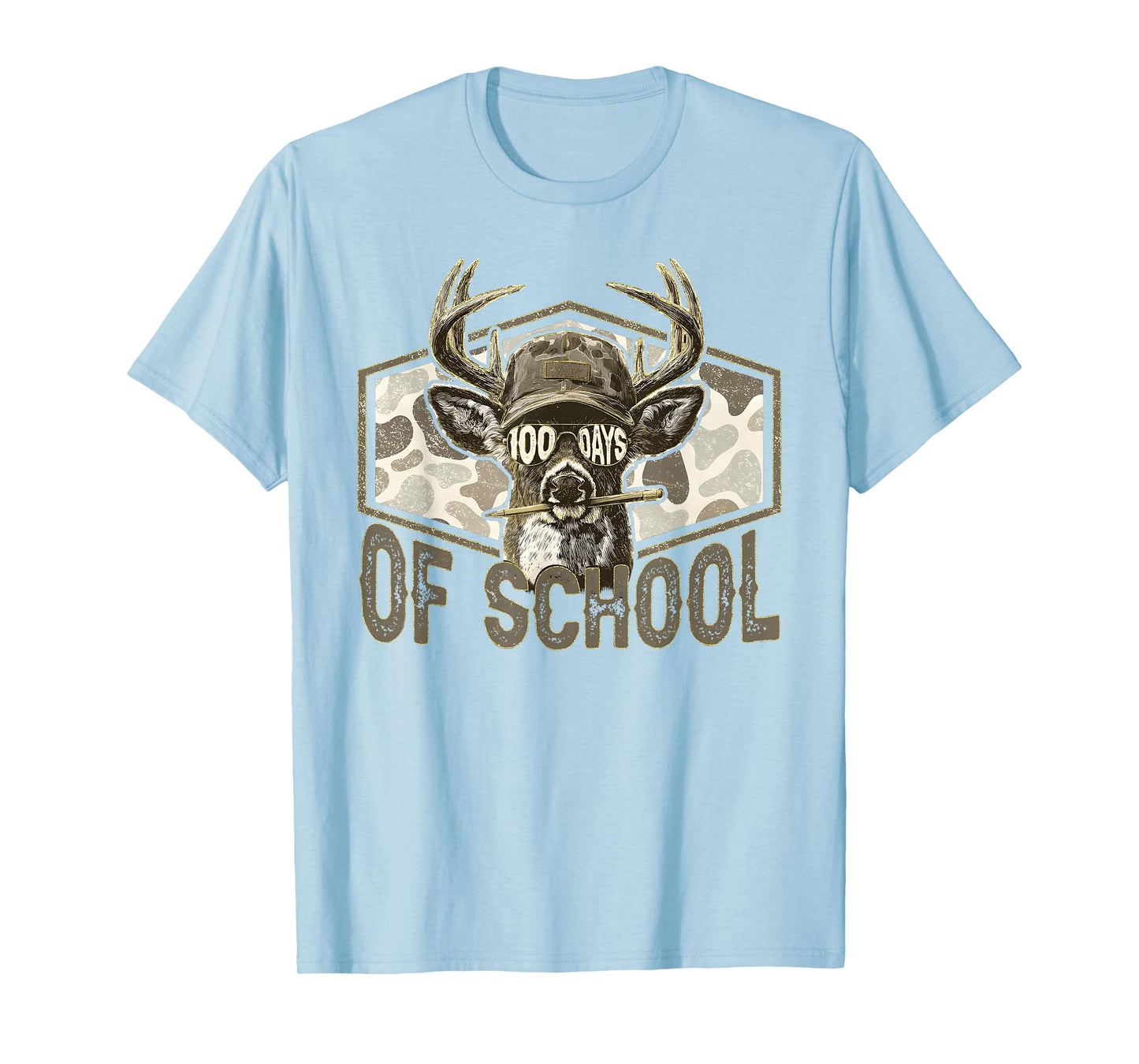 100 Days of School Deer Hunting Camo Hunter Teacher Boy Men T-Shirt