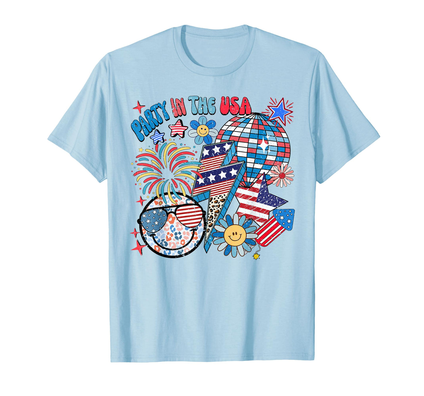 American Flag Party In USA 4th July Patriotic Kids Teen Girl T-Shirt