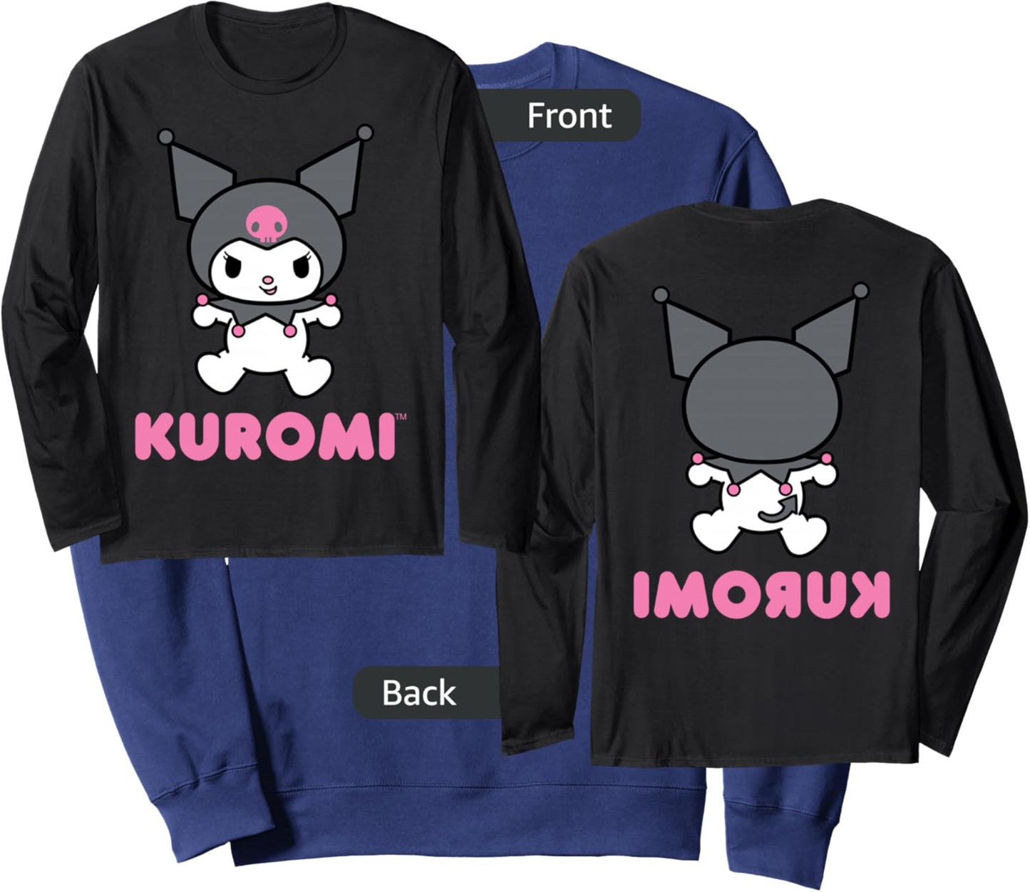 Kuromi Character Front and Back Sweatshirt - Sweatshirt | Navy