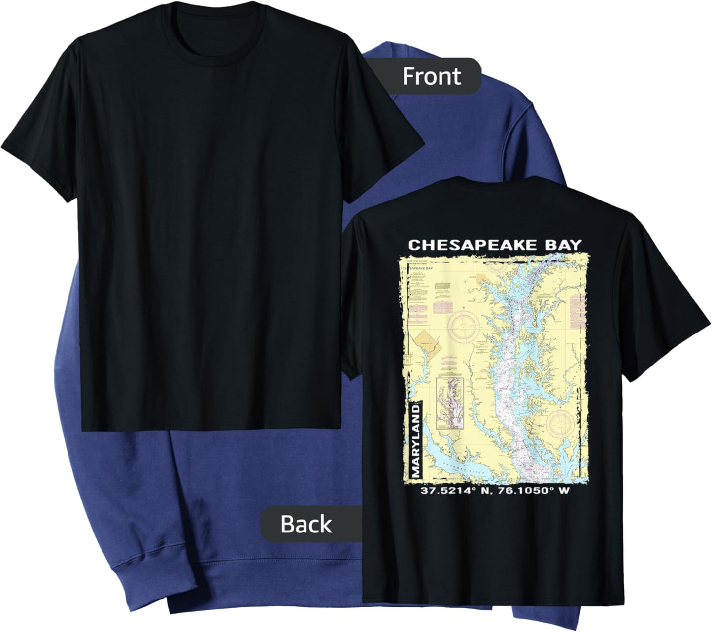 Classic Chesapeake Bay Nautical Chart Sweatshirt - Sweatshirt | Navy