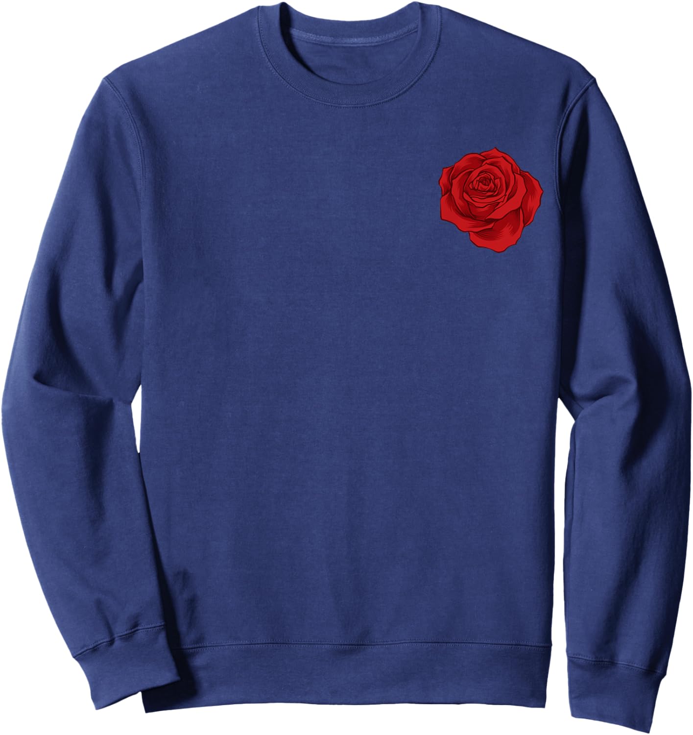 Single Red Rose Pocket Flower Romantic Love Pocket Sweatshirt - Sweatshirt | Navy