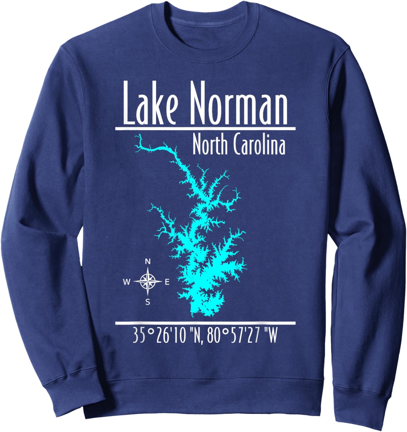 Modern Lake Norman, North Carolina Sweatshirt - Sweatshirt | Navy