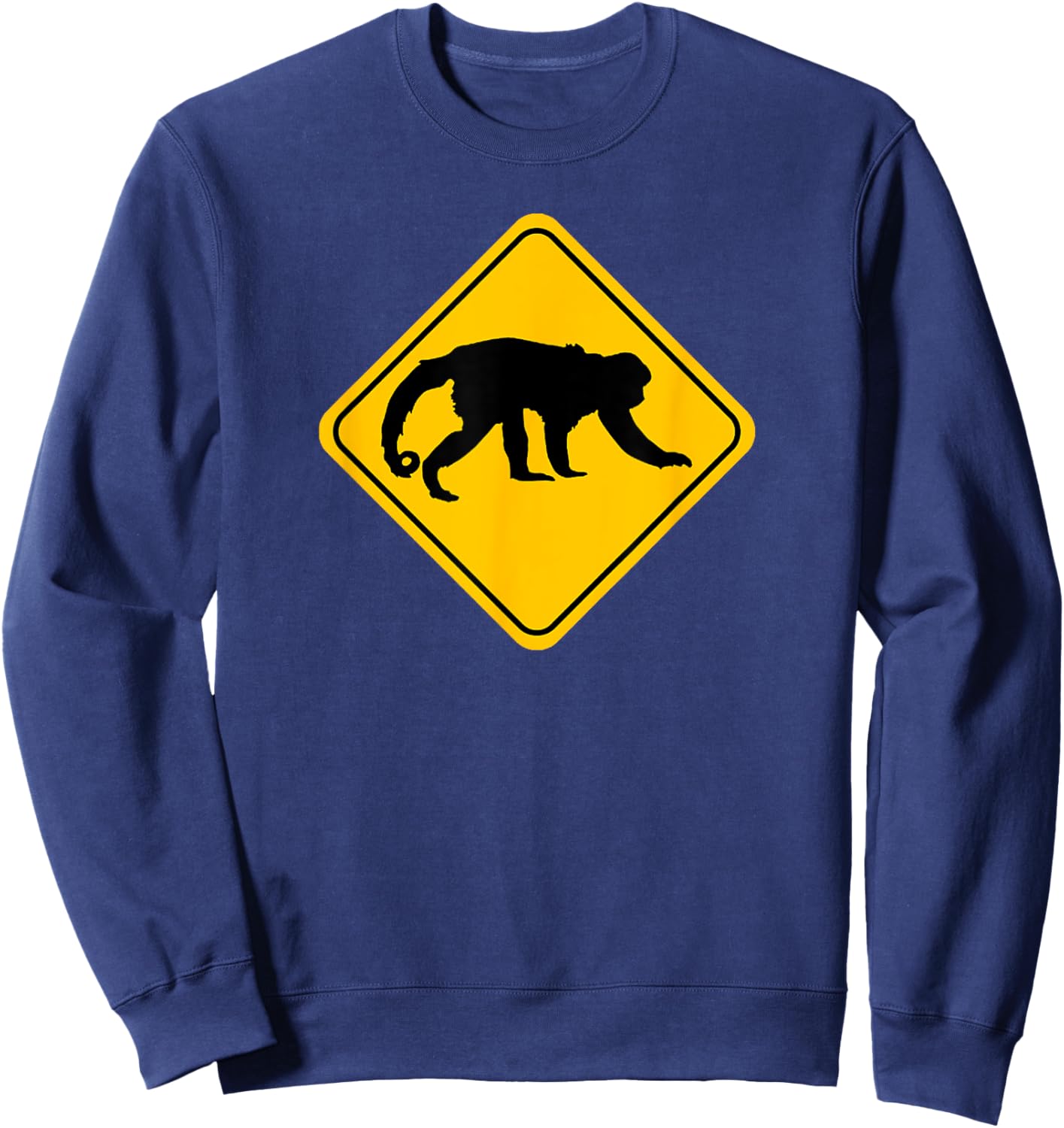 Howler Monkey Crossing Road Sign Classic Minimalist Graphic Sweatshirt - Sweatshirt | Navy