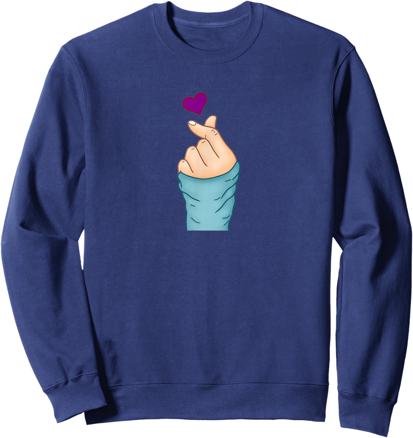 K-pop Kpop Heart Fingers Sweatshirt - Sweatshirt | Navy