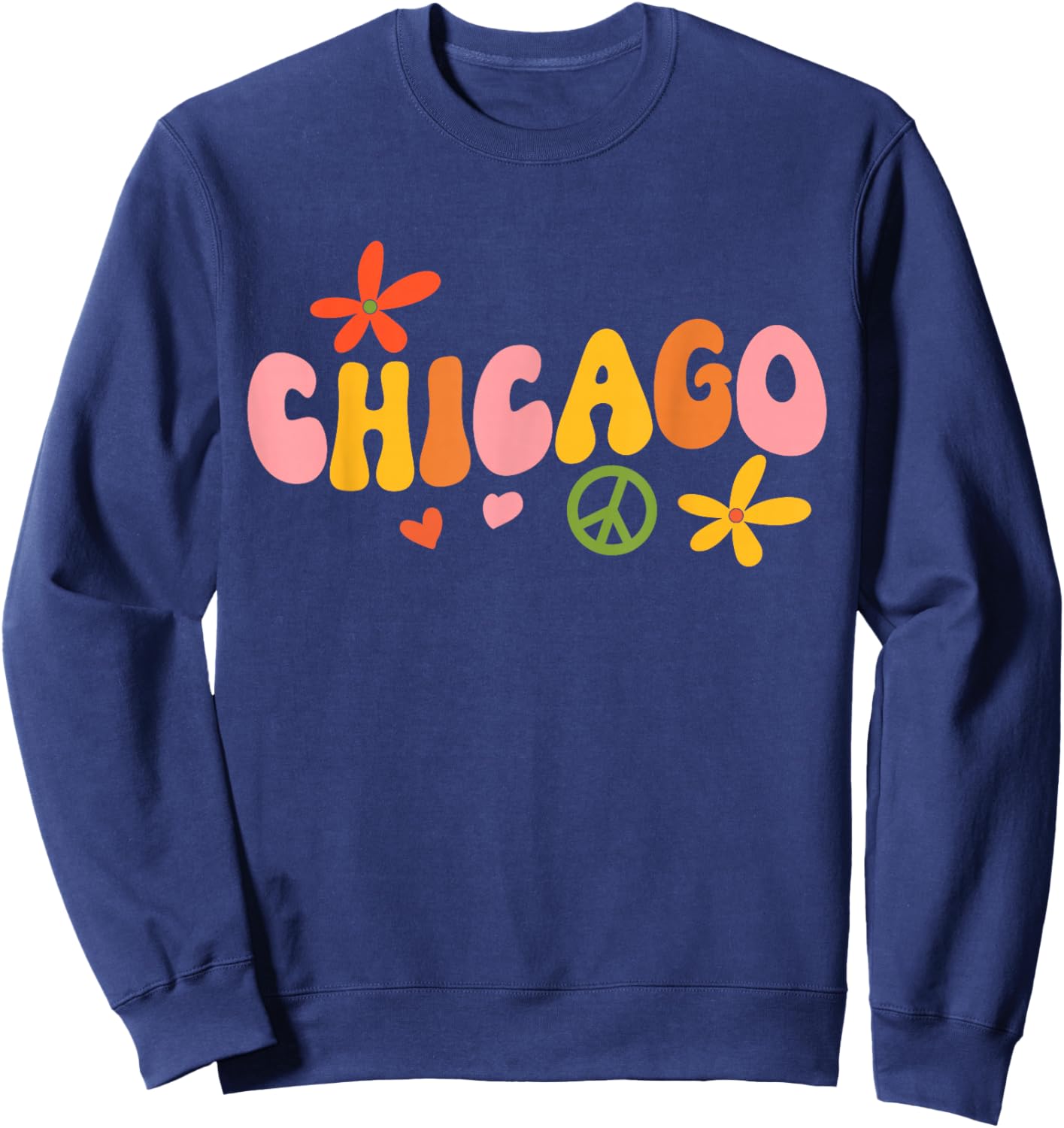 Chicago 70s retro hippie Sweatshirt - Sweatshirt | Navy