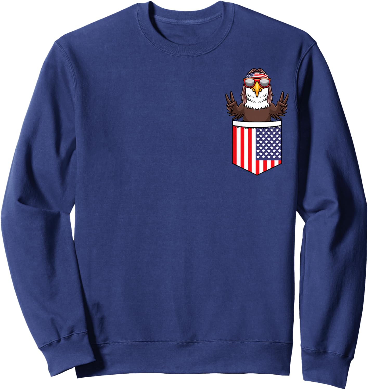 Eagle in Pocket Patriotic Independence Day 4th of July USA Sweatshirt - Sweatshirt | Navy