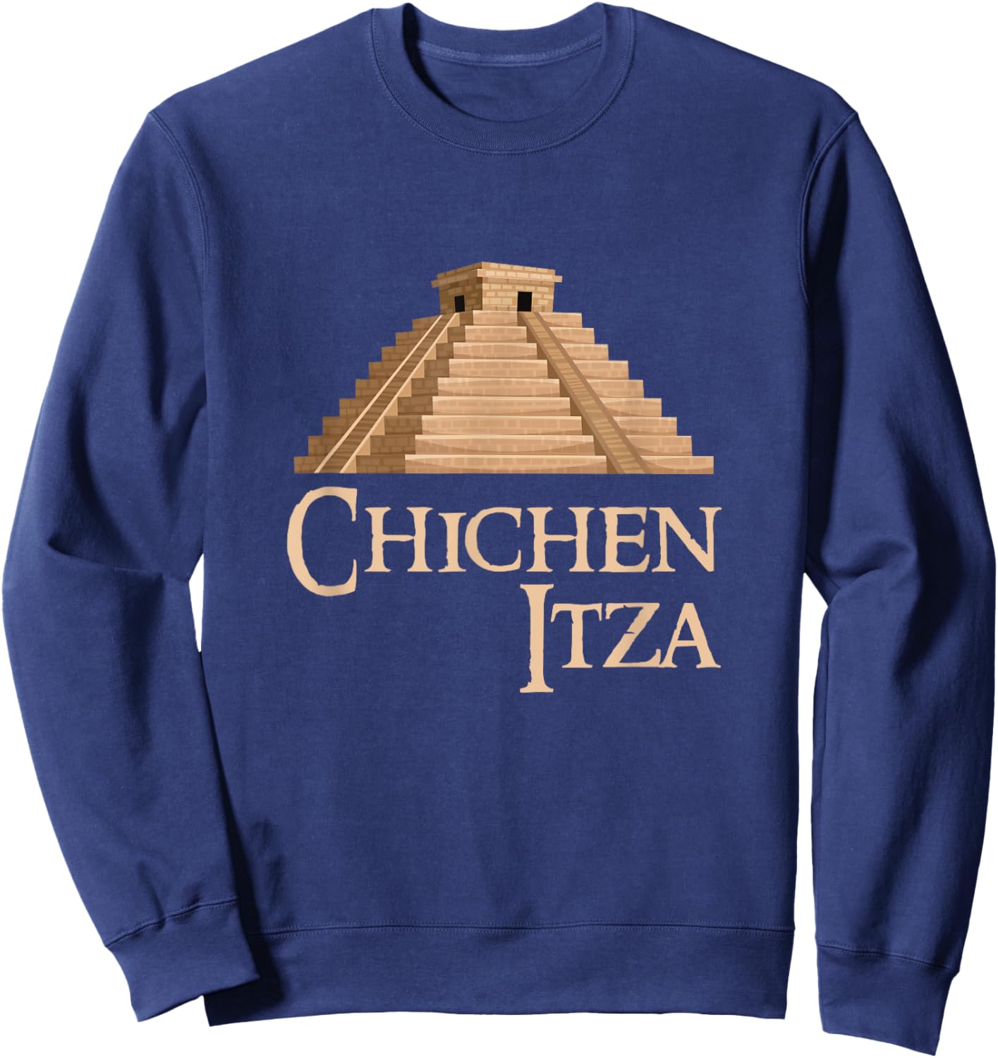 Chichen Itza and Pyramid For Summer Archeological Vacation Women Kids Sweatshirt - Sweatshirt | Navy