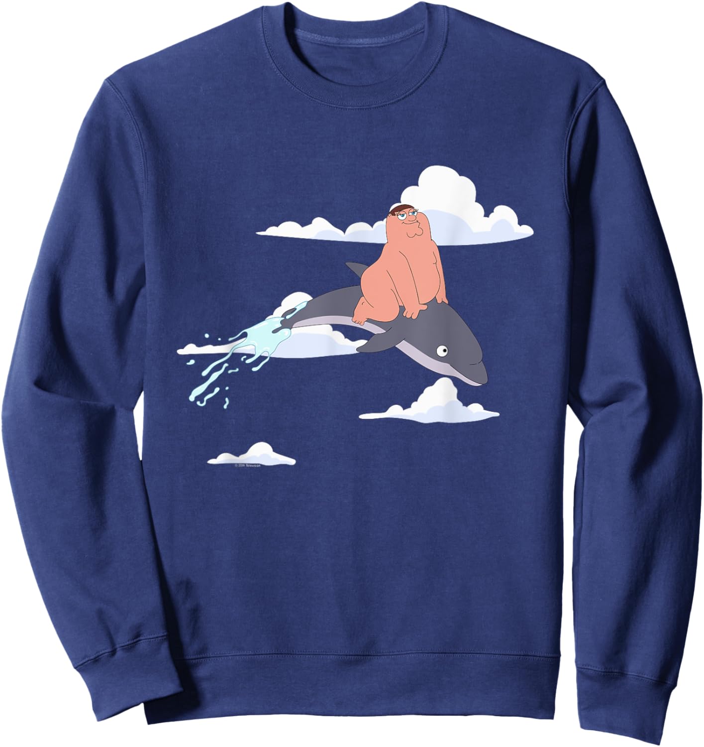 Family Guy Peter on a Dolphin Funny Cartoon Sweatshirt - Sweatshirt | Navy