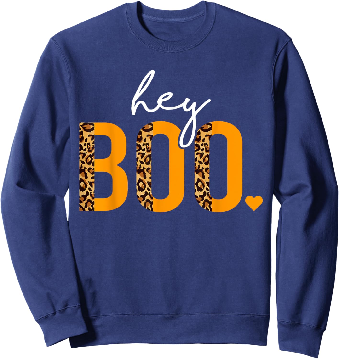 Hey Boo Shirt, Girls Halloween Costume, Spooky Leopard Women Sweatshirt - Sweatshirt | Navy