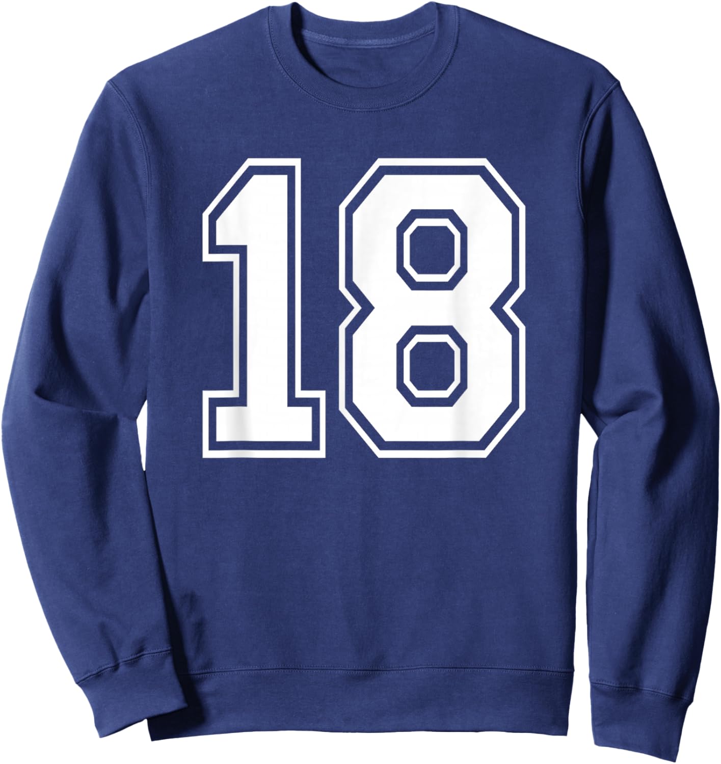 Number Eighteen #18 Sports Team Uniform Birthday 18 Sweatshirt - Sweatshirt | Navy