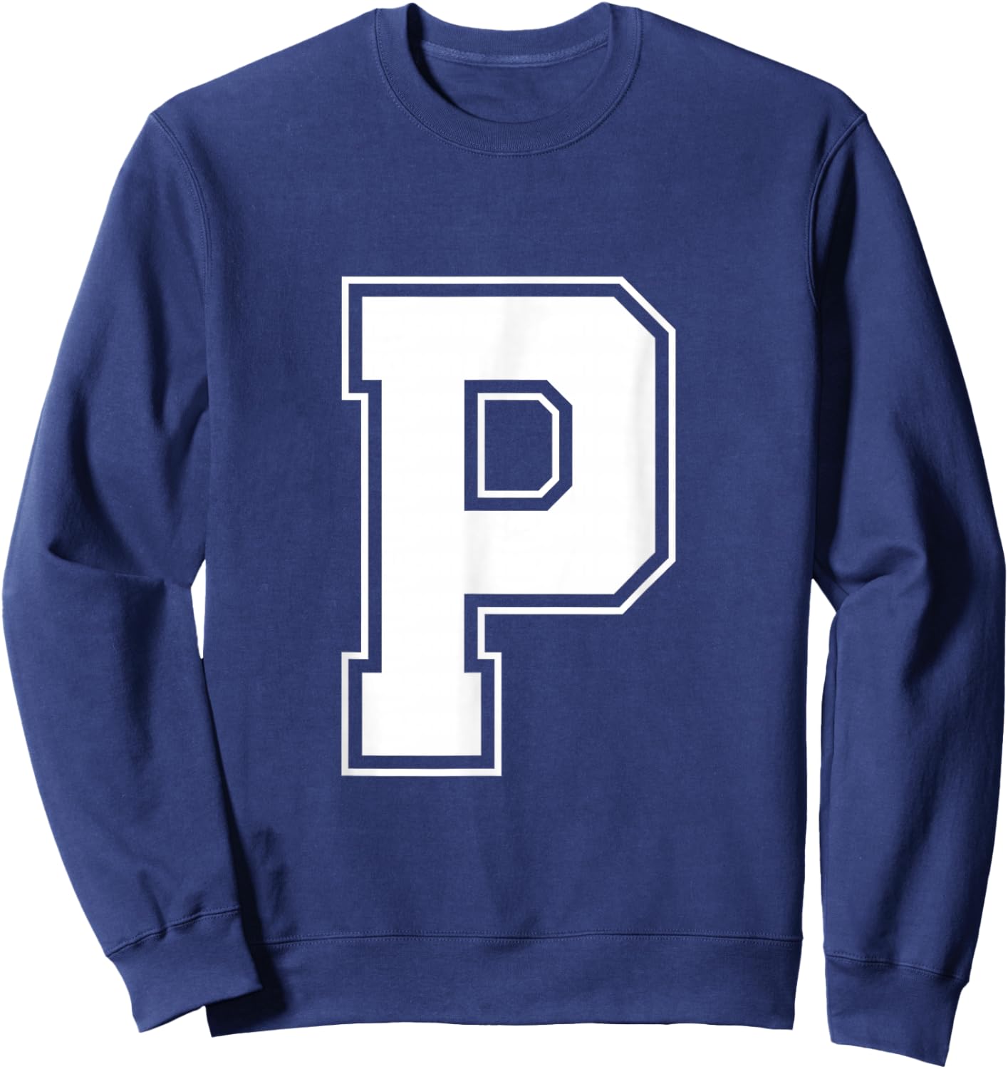 Letter P Big Bold Capital Varsity Alphabet Monogram Sweatshirt - Sweatshirt | Navy