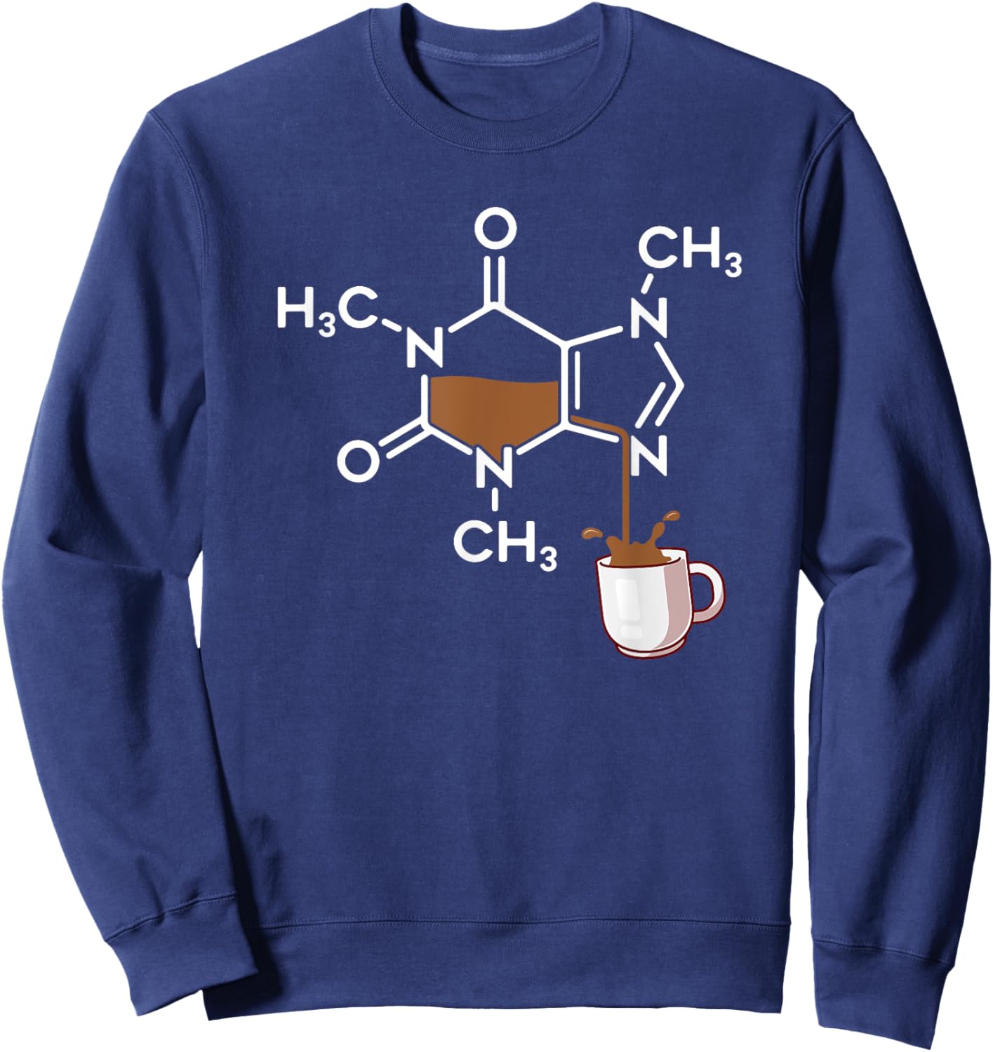 Caffeine Molecule Coffee Lover Chemistry Sweatshirt - Sweatshirt | Navy