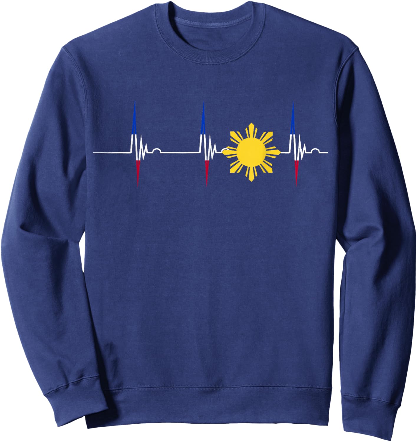 Philippines Heartbeat Pulse EKG Filipino Sun Pilipinas Sweatshirt - Sweatshirt | Navy