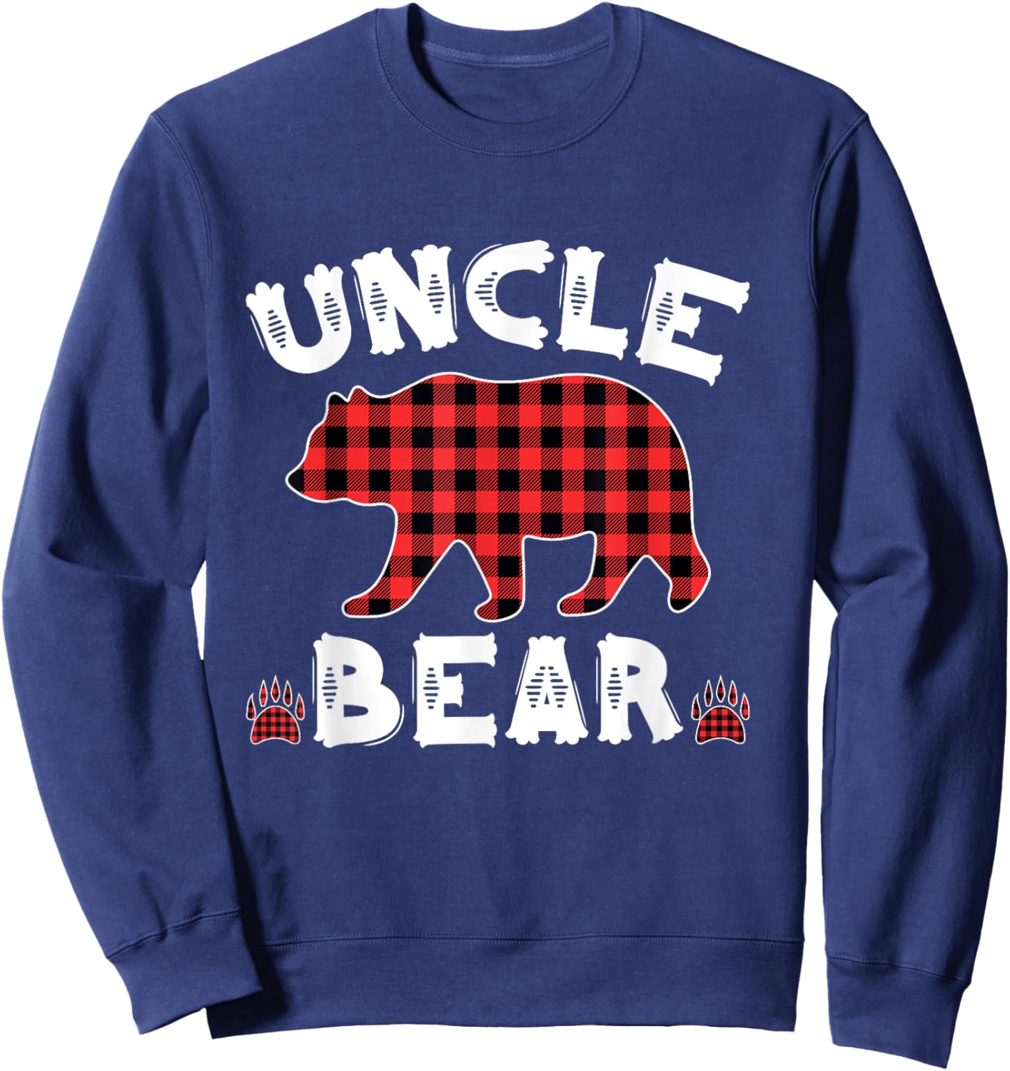 Uncle Bear Buffalo Dark Red Plaid Christmas Pajama Family Sweatshirt - Sweatshirt | Navy