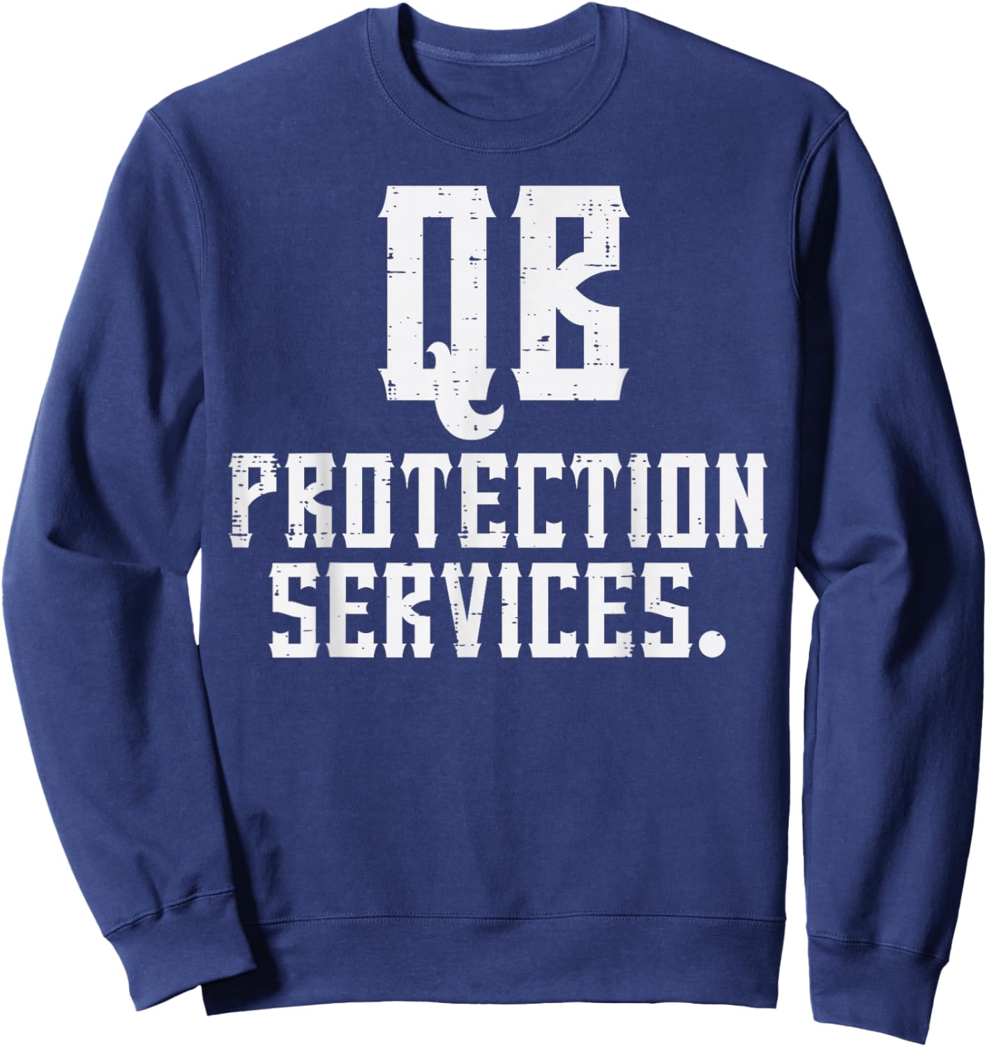 QB Protection Services Funny Quarterback Offensive Football Sweatshirt - Sweatshirt | Navy