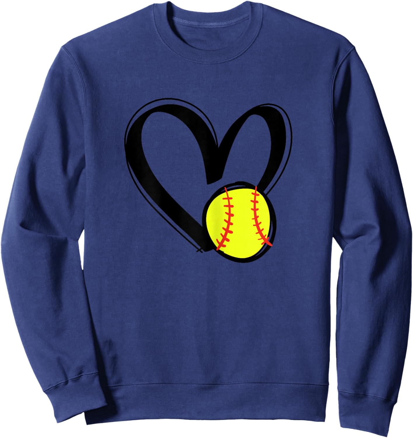 Love Softball Heart Sweatshirt - Sweatshirt | Navy