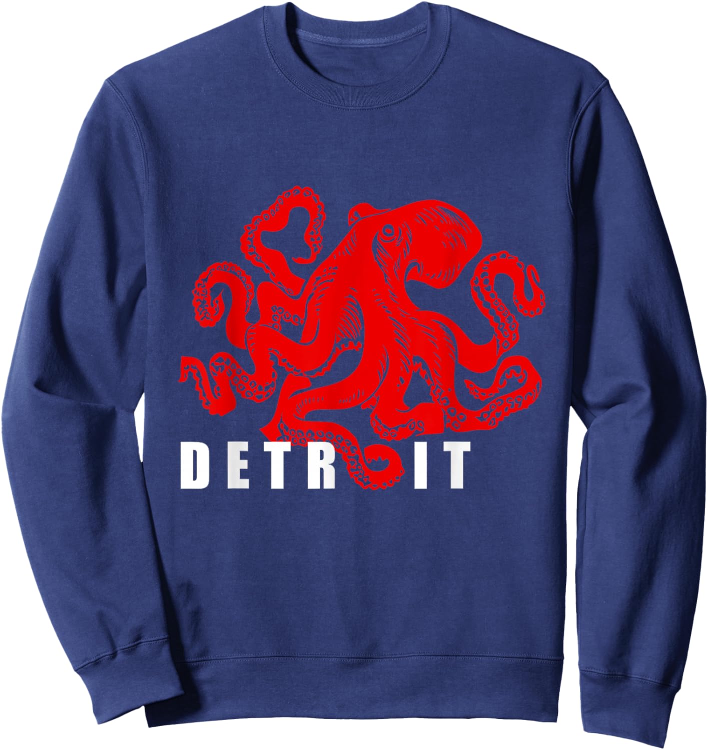 Detroit Michigan Souvenir | Octopus Kraken Detroit Sweatshirt - Sweatshirt | Navy