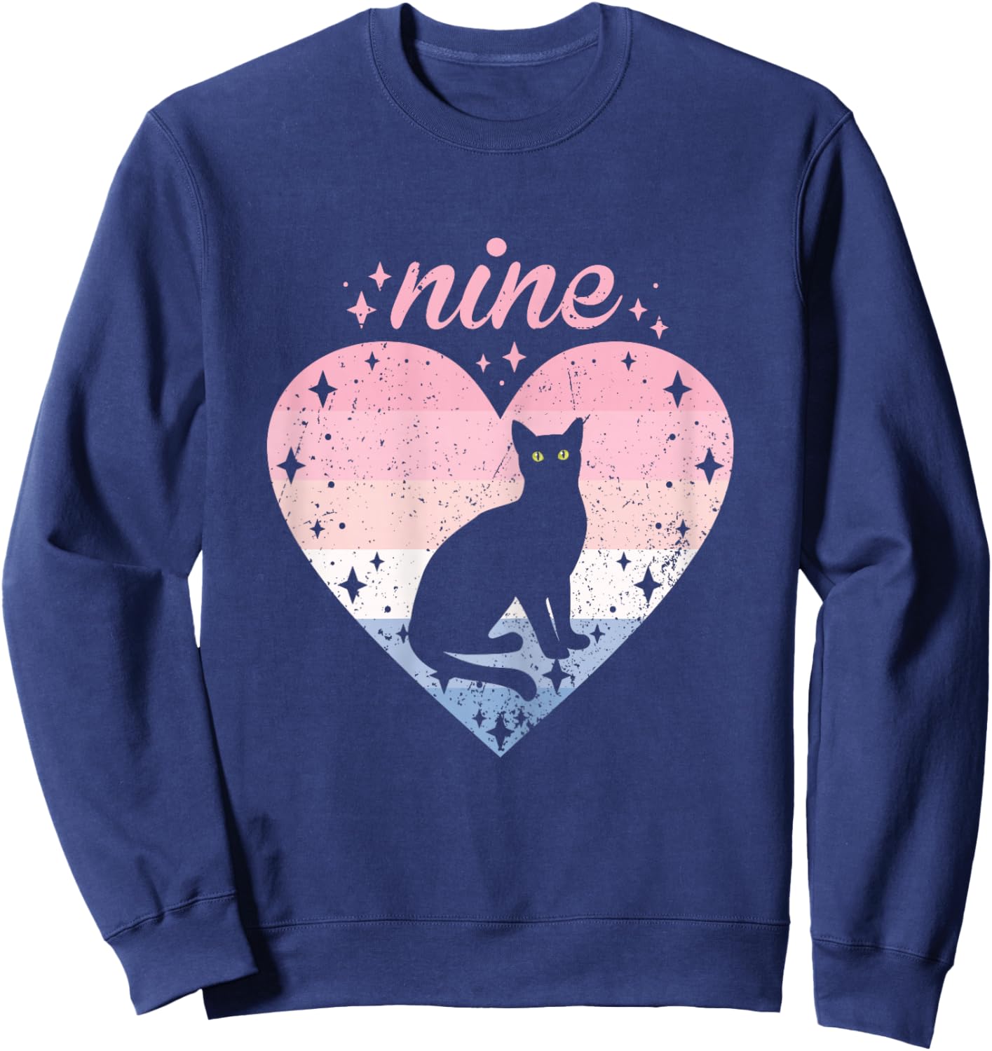 9 Year Old Cute Cat Birthday Girl 9th B-day Sweatshirt - Sweatshirt | Navy