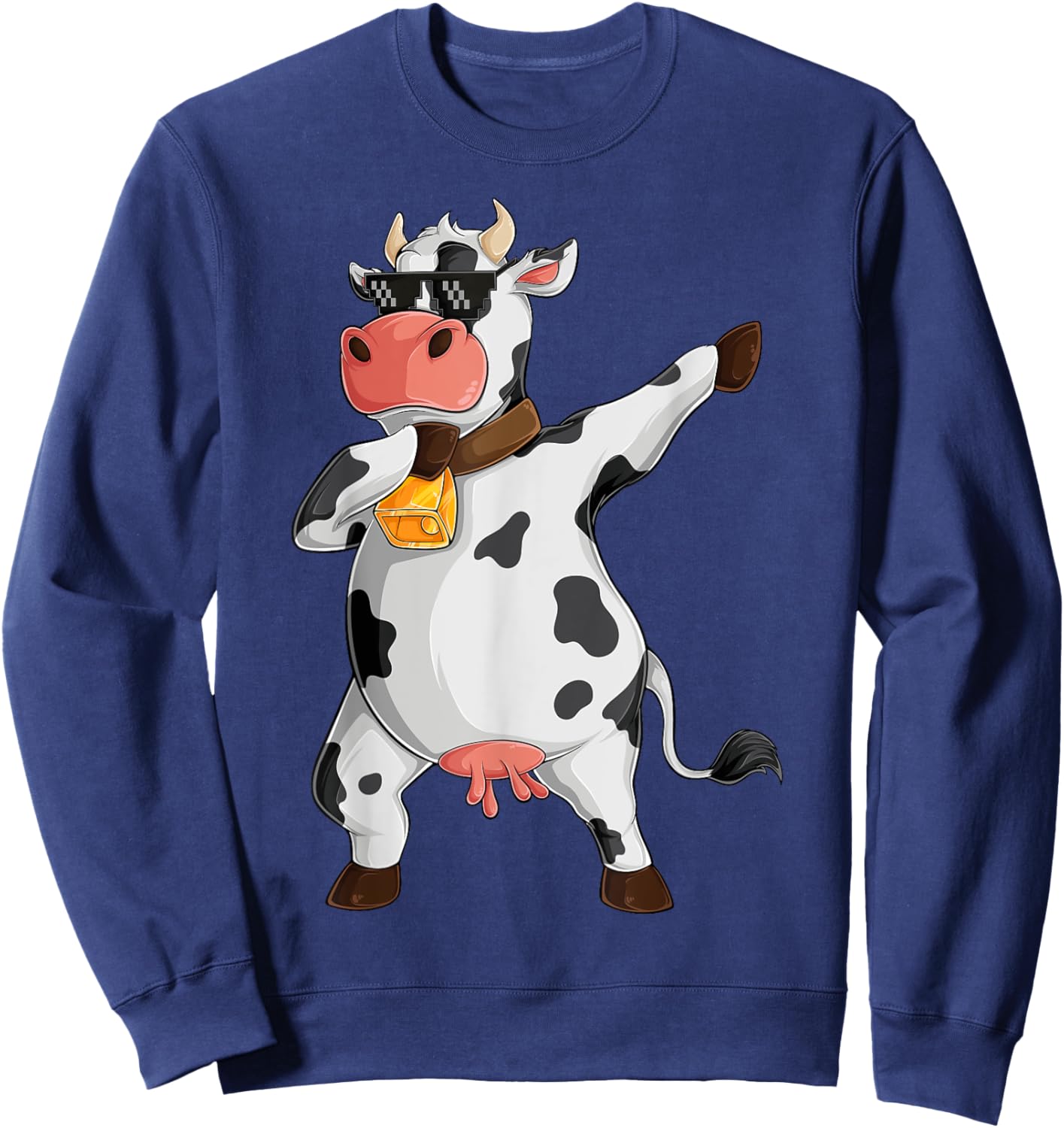 Funny Dabbing Cow Lover Farming Cow Girl Women Boy Men Kids Small Sweatshirt - Sweatshirt | Navy