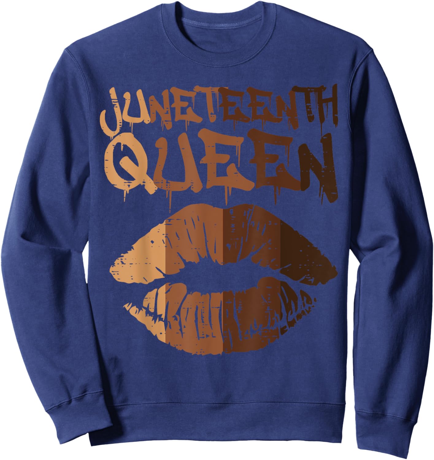 Juneteenth Queen Black Melanin Lips June 19th 1865 Women Sweatshirt - Sweatshirt | Navy