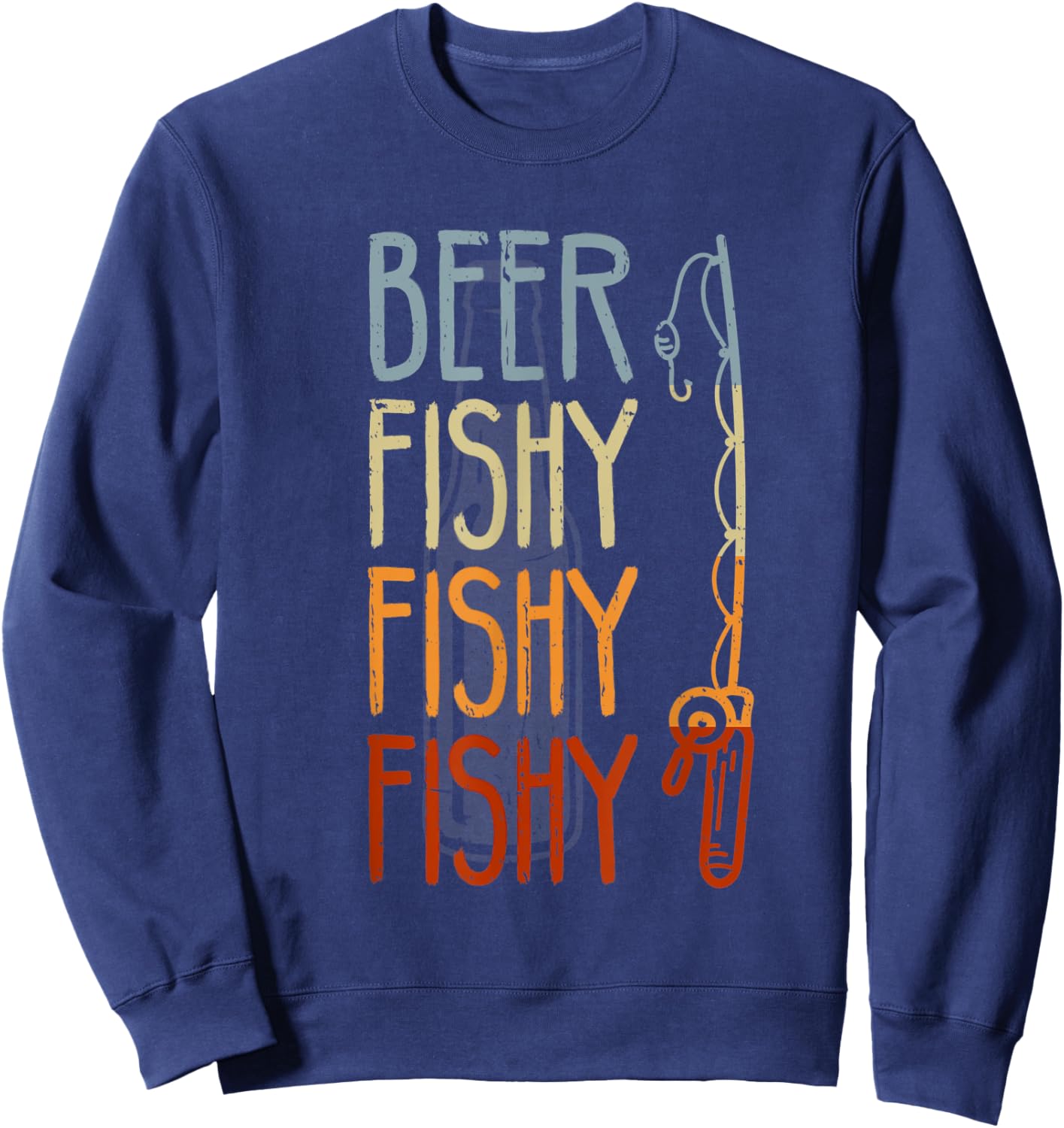 Retro Beer Fishy Fishy Funny Fishing And Beer Fishermans Sweatshirt - Sweatshirt | Navy
