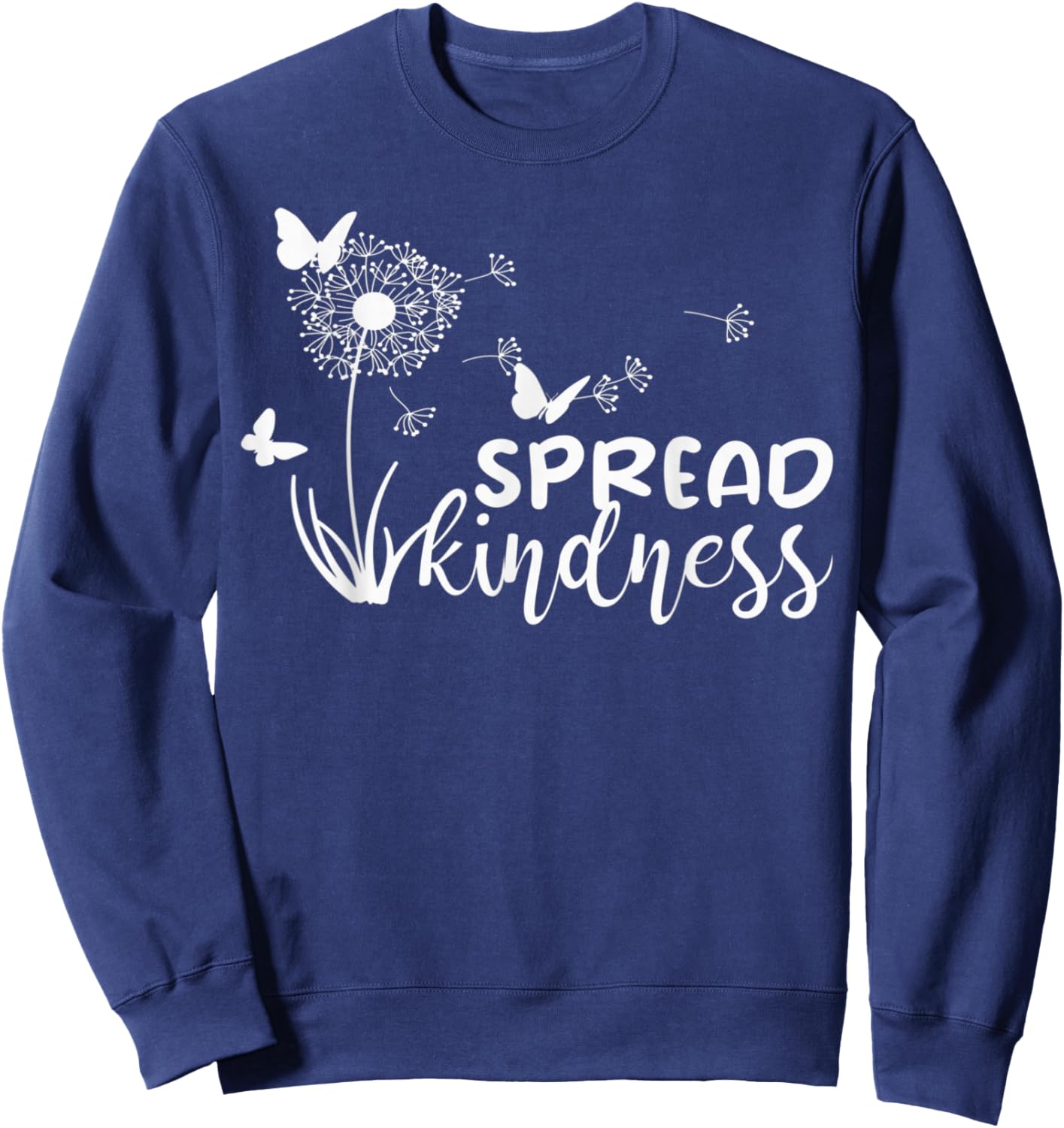 Spread Kindness Summer Dandelion Butterflies Graphic Sweatshirt - Sweatshirt | Navy