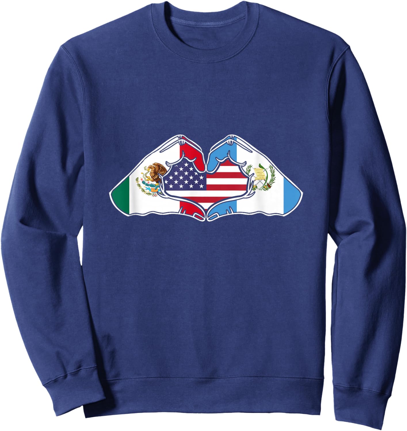 Heart hands Mexico, Guatemala and the USA. Sweatshirt - Sweatshirt | Navy