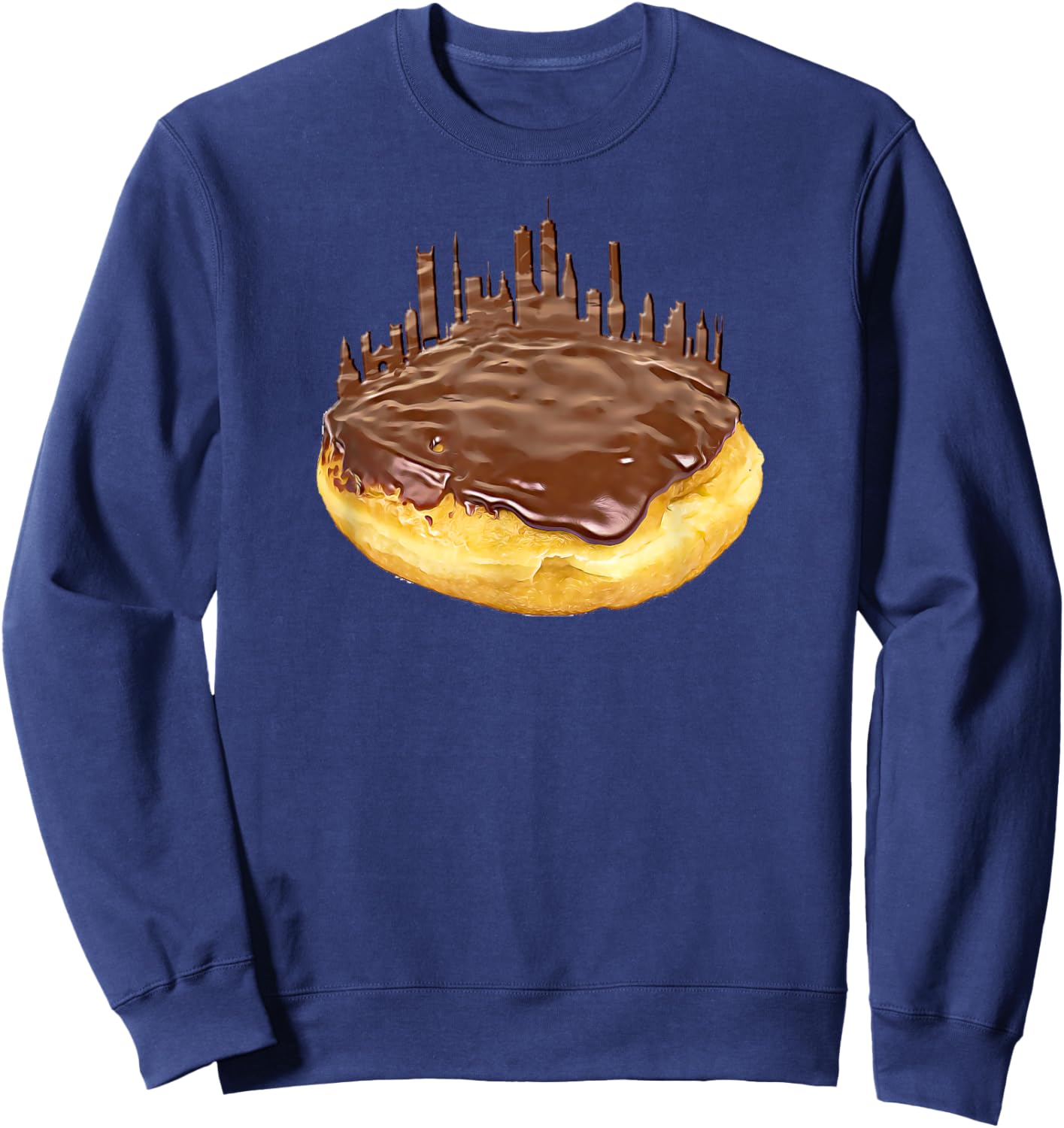 Funny Boston Cream Donut Skyline a Bawston Townie Sweatshirt - Sweatshirt | Navy