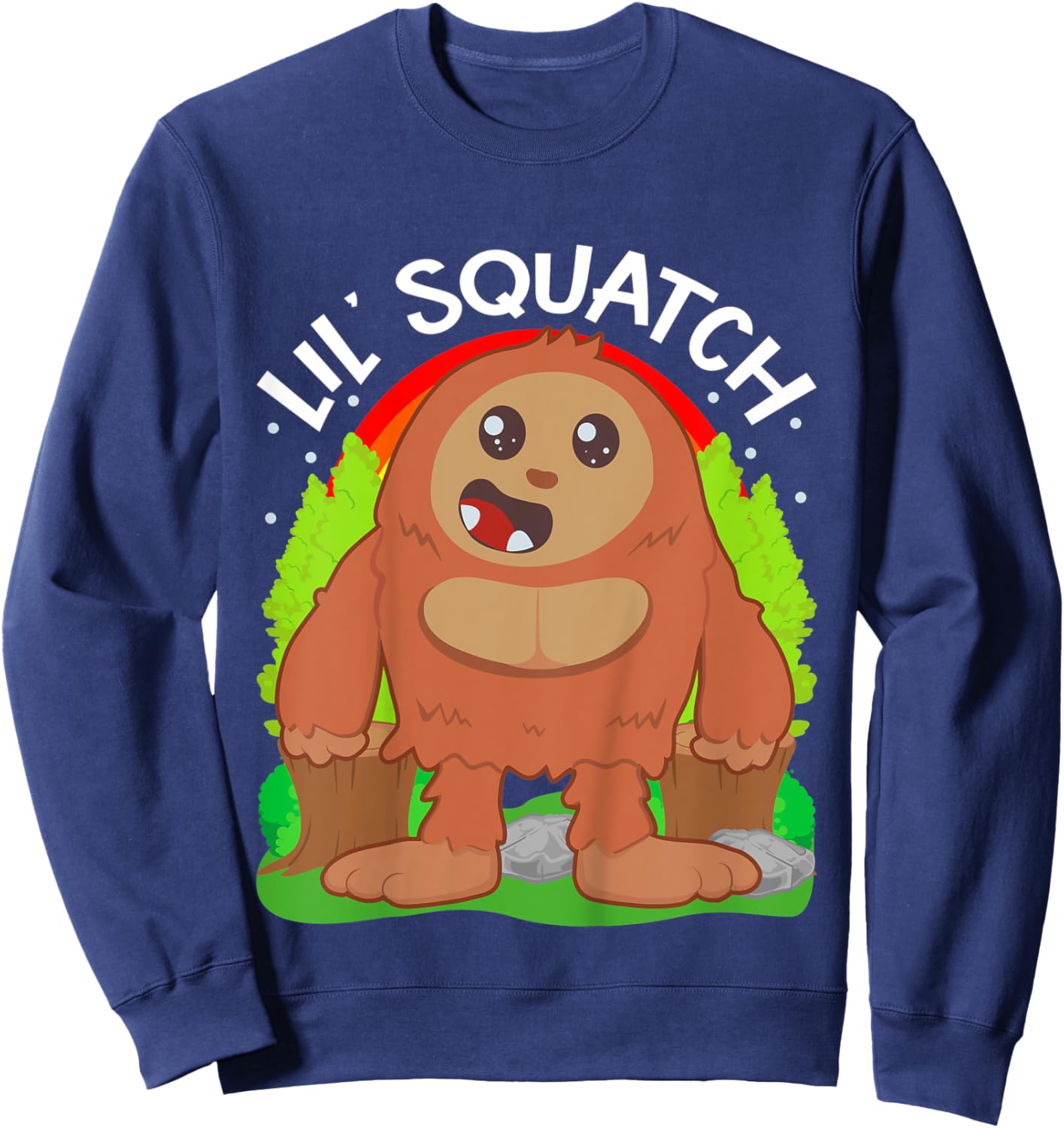 Kids Lil Squatch Cute Baby Bigfoot Boys Little Sasquatch Kids Boy Sweatshirt - Sweatshirt | Navy