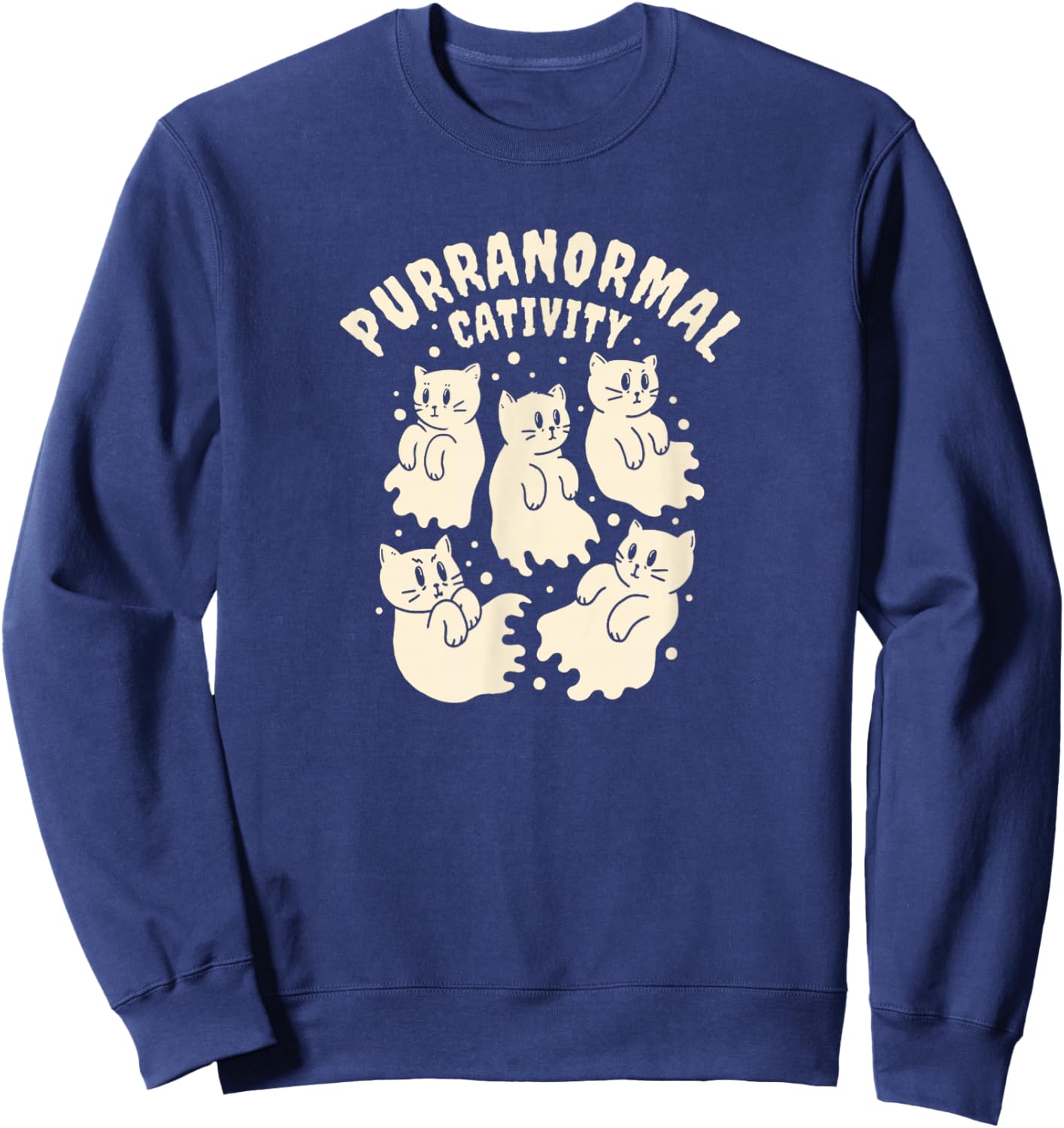 Purranormal Cativity Paranormal Cat Halloween Women Sweatshirt - Sweatshirt | Navy