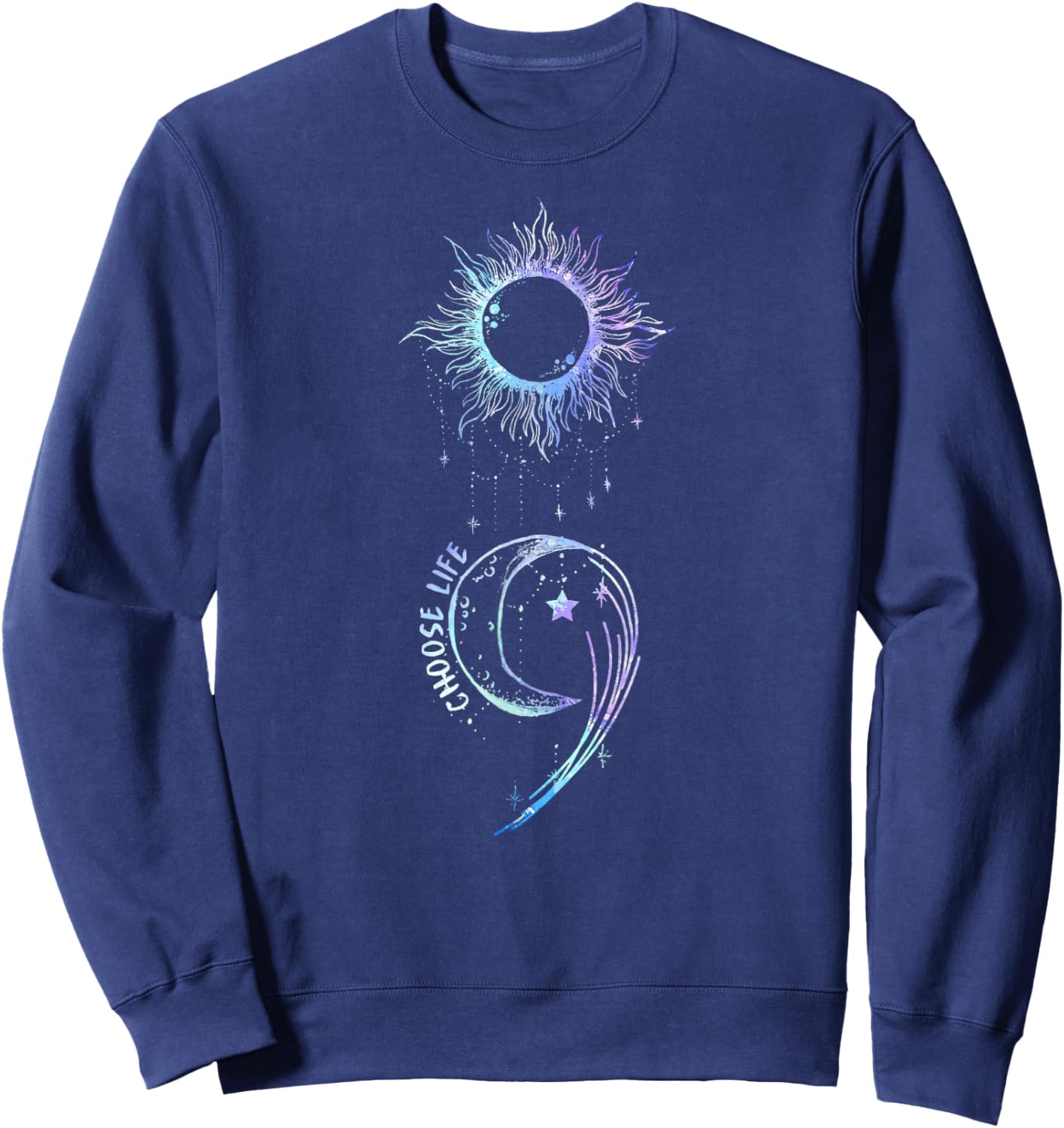 Suicide Prevention Awareness Choose Life Semicolon Gothic Sweatshirt - Sweatshirt | Navy
