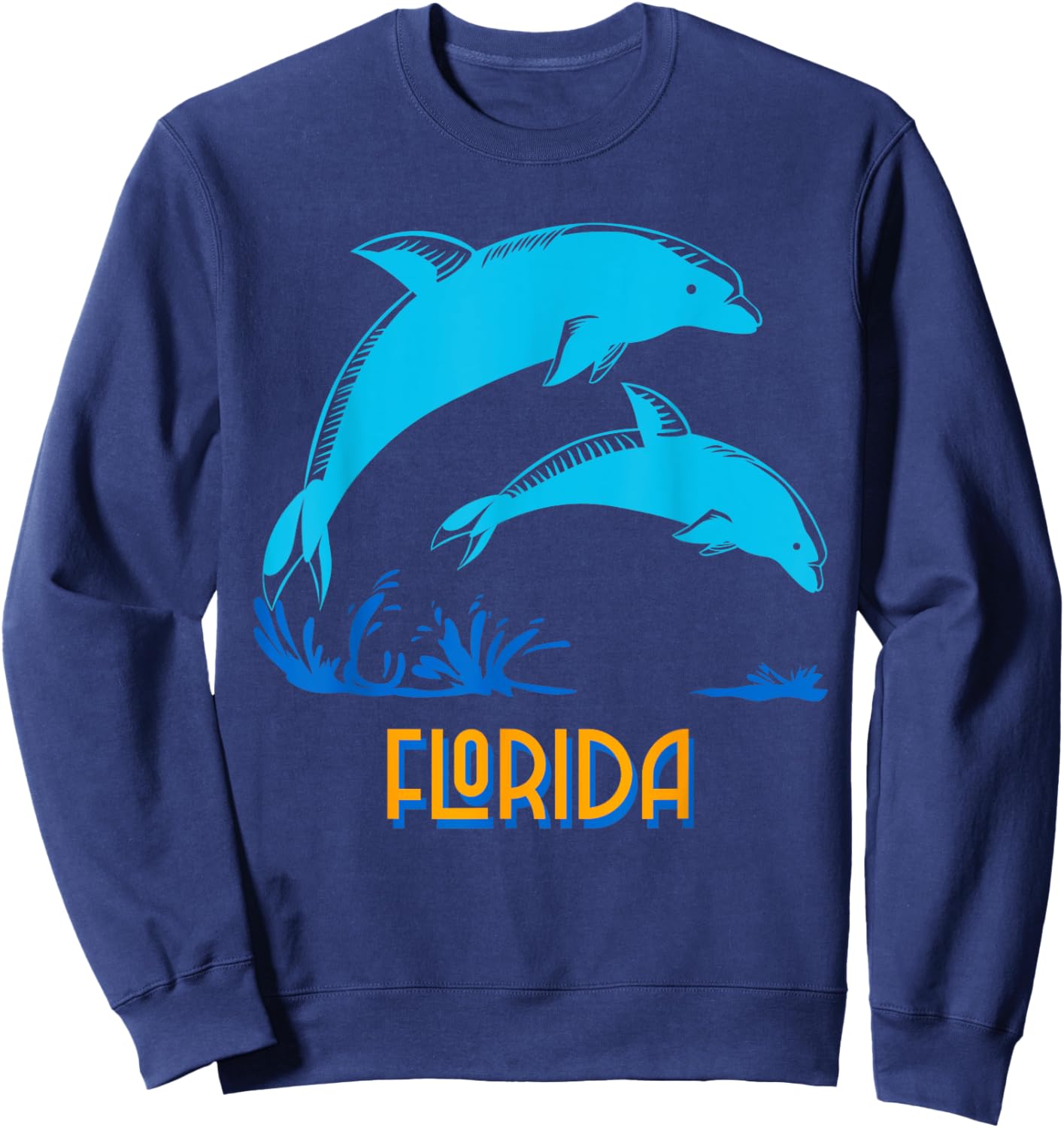 Florida Beach Vacation Dolphin Lover Ocean Animal Dolphins Men Women Girls Kids Sweatshirt - Sweatshirt | Navy