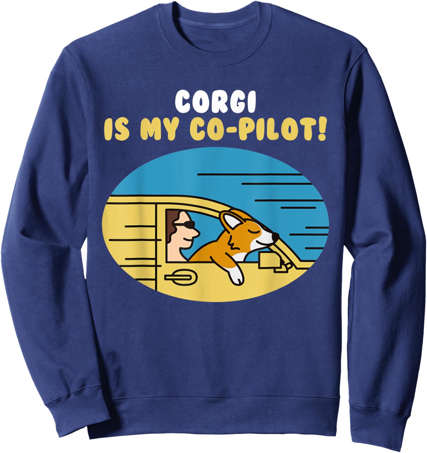 Corgi Is My Co-Pilot Dog Women Kids Sweatshirt - Sweatshirt | Navy