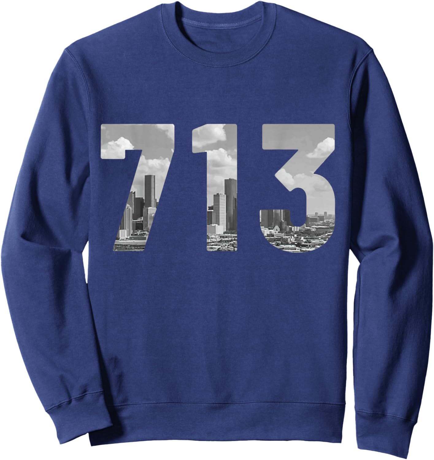Houston 713 Area Code Skyline Texas Pride Vintage Sweatshirt - Sweatshirt | Navy