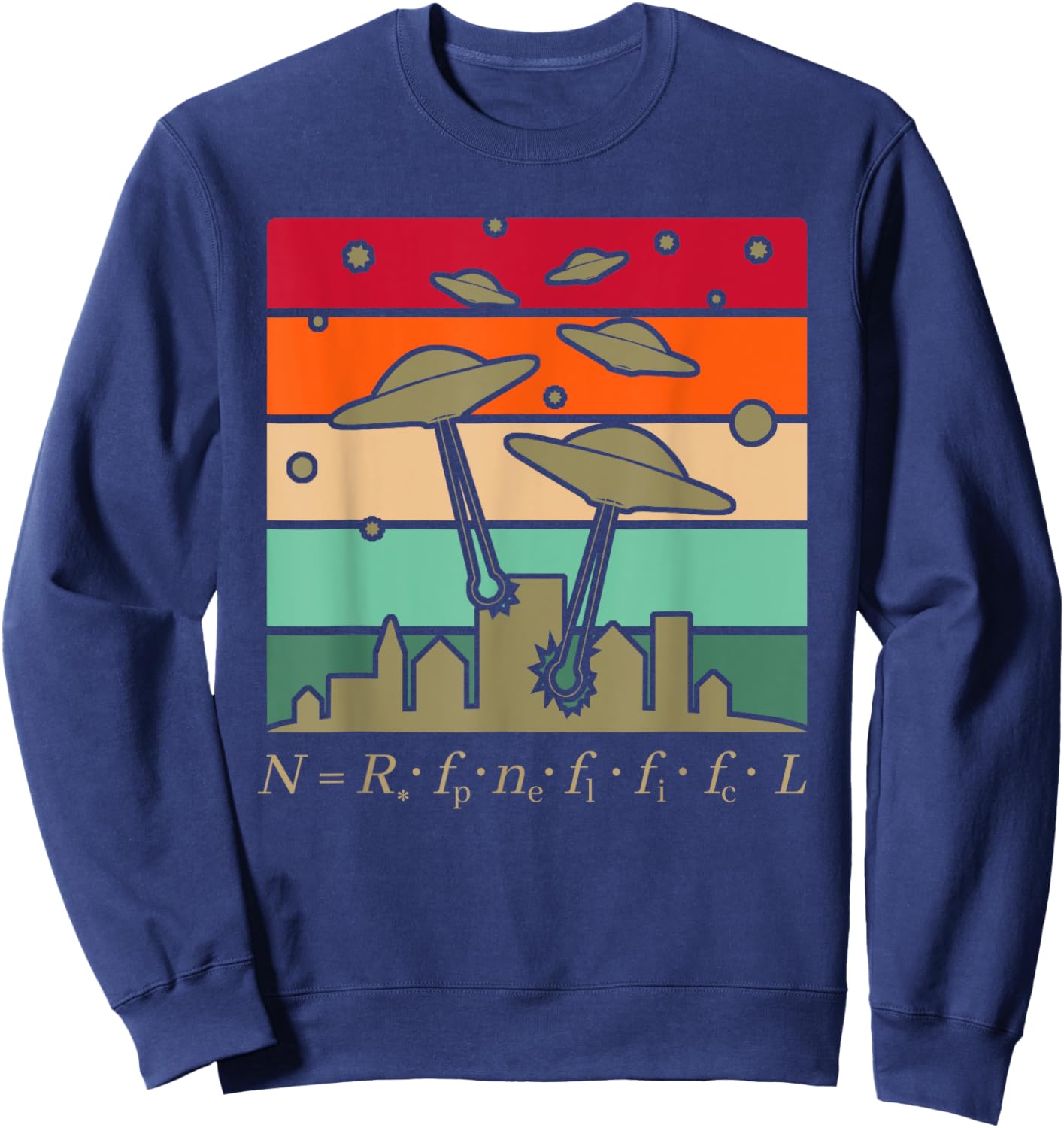 Fermi Paradox Drake Equation Physics Nerd UFO UAP Aliens Sweatshirt - Sweatshirt | Navy
