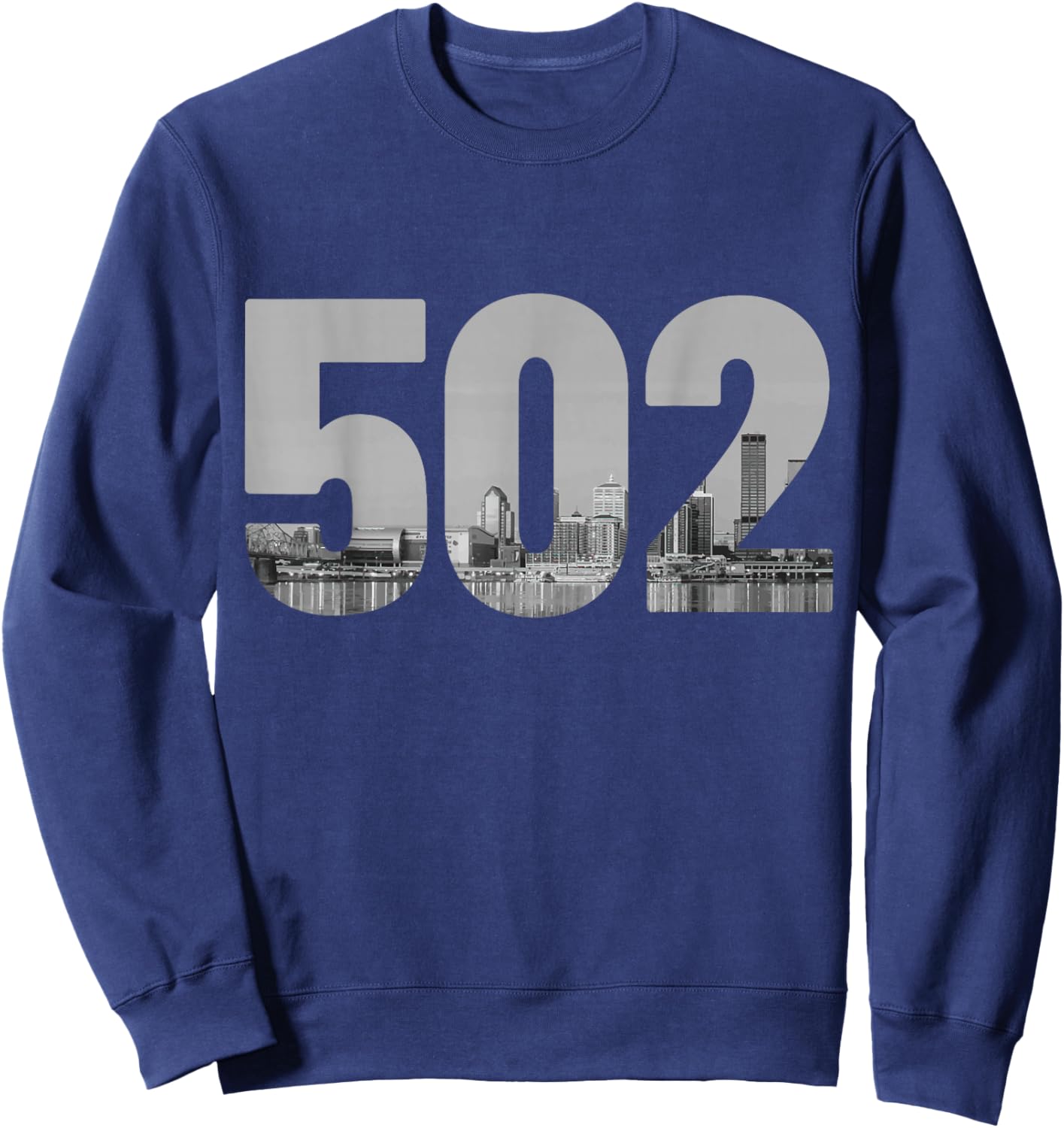 Louisville 502 Area Code Skyline Kentucky Pride Vintage Sweatshirt - Sweatshirt | Navy