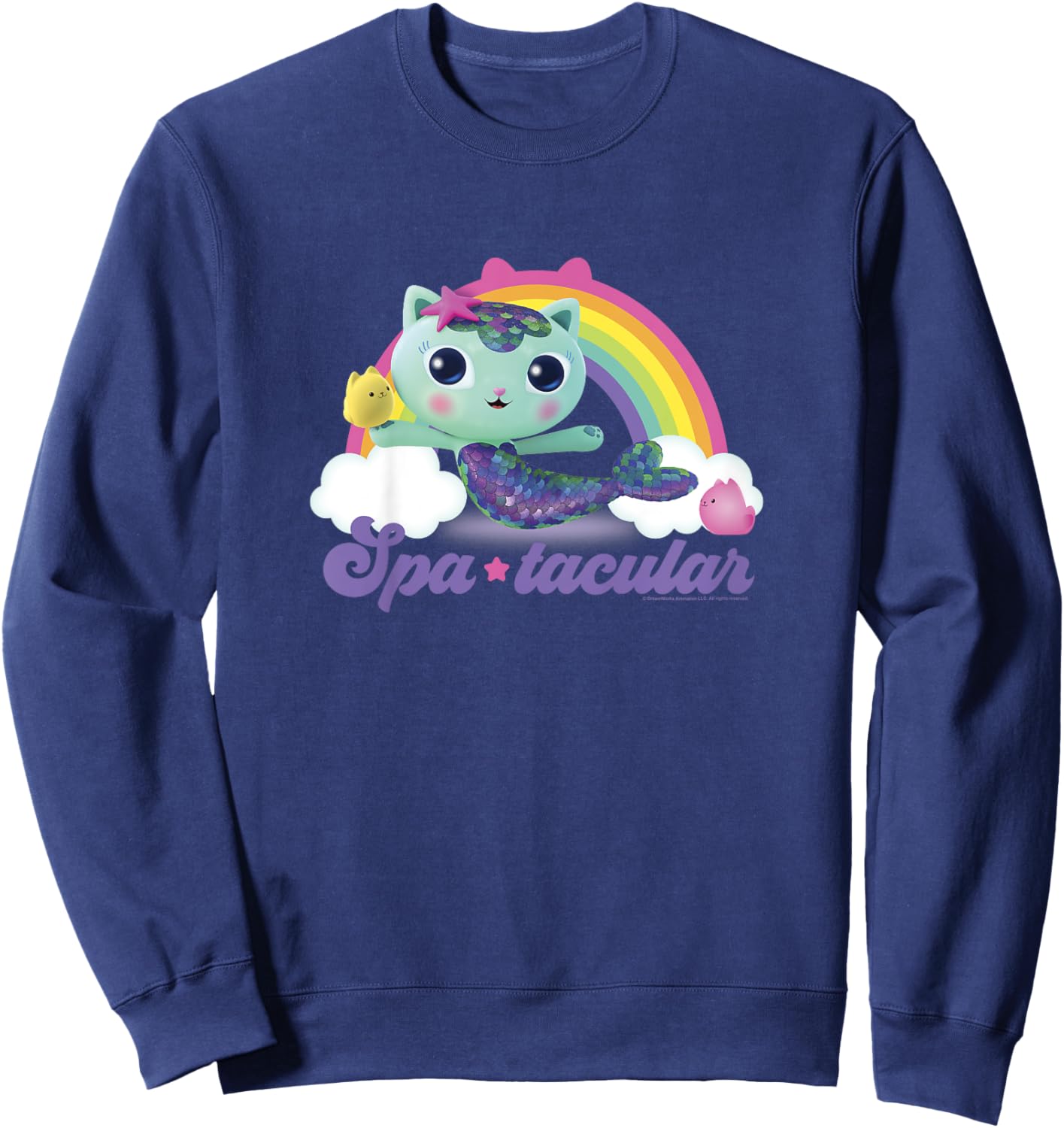 Kids Gabby's Dollhouse MerCat Spa-tacular Rainbow Youth Sweatshirt - Sweatshirt | Navy