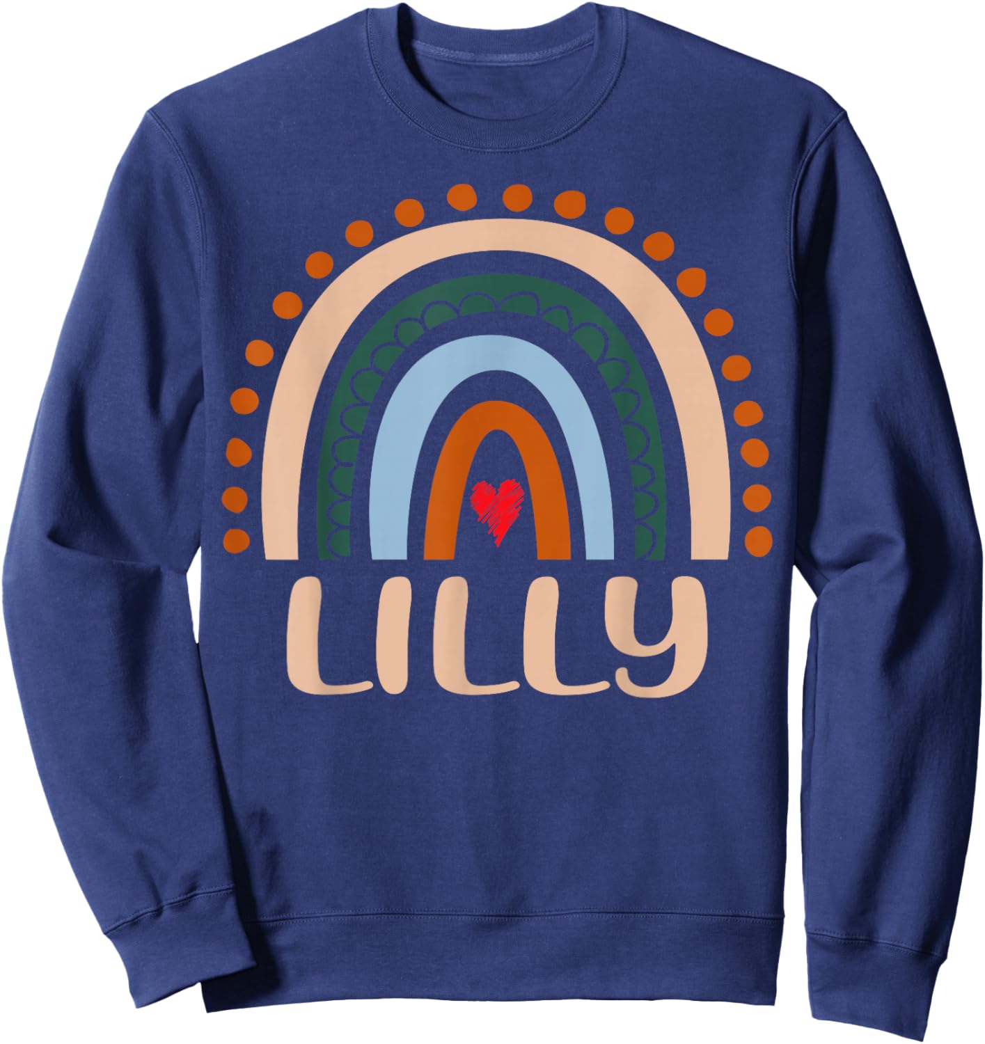 Lilly Name Personalized Funny Women Rainbow Lilly Sweatshirt - Sweatshirt | Navy