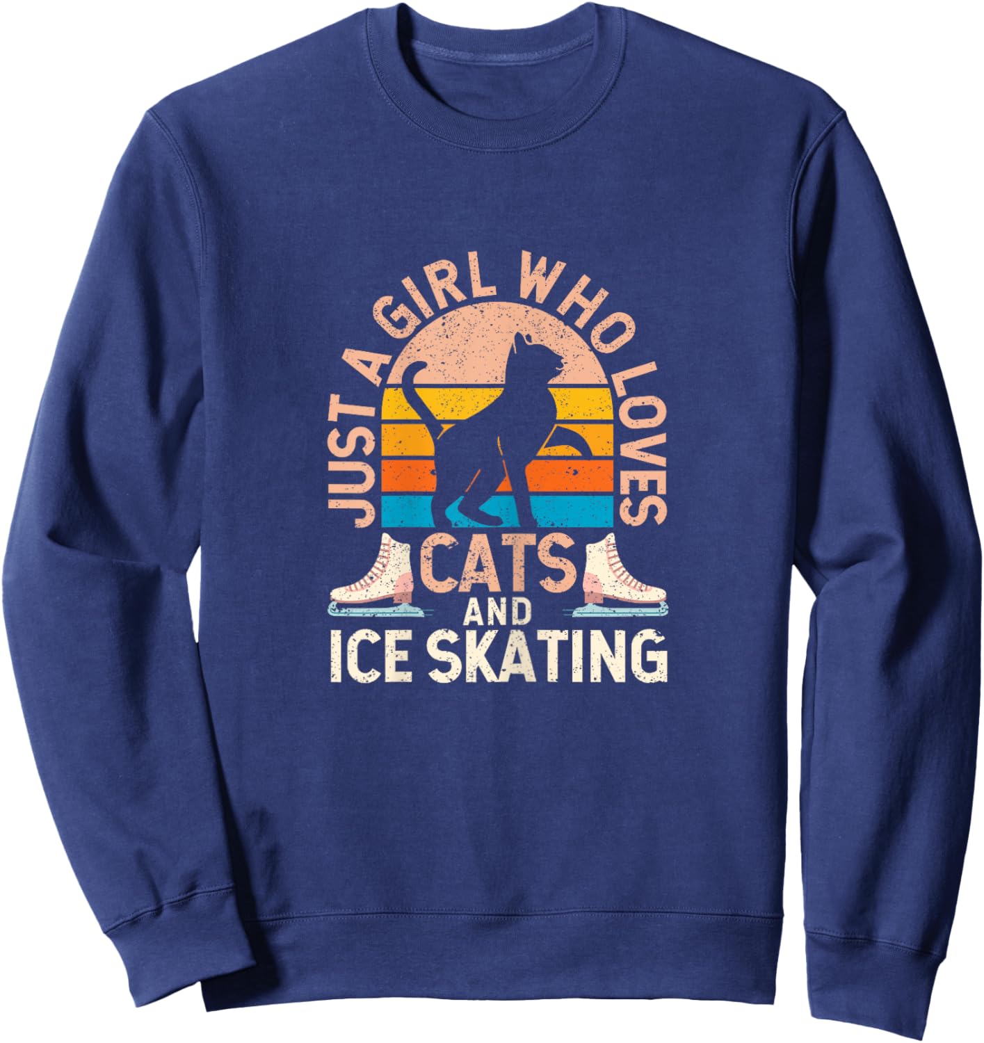Figure Skater Cat Just A Girl Who Loves Cats And Ice Skating Sweatshirt - Sweatshirt | Navy