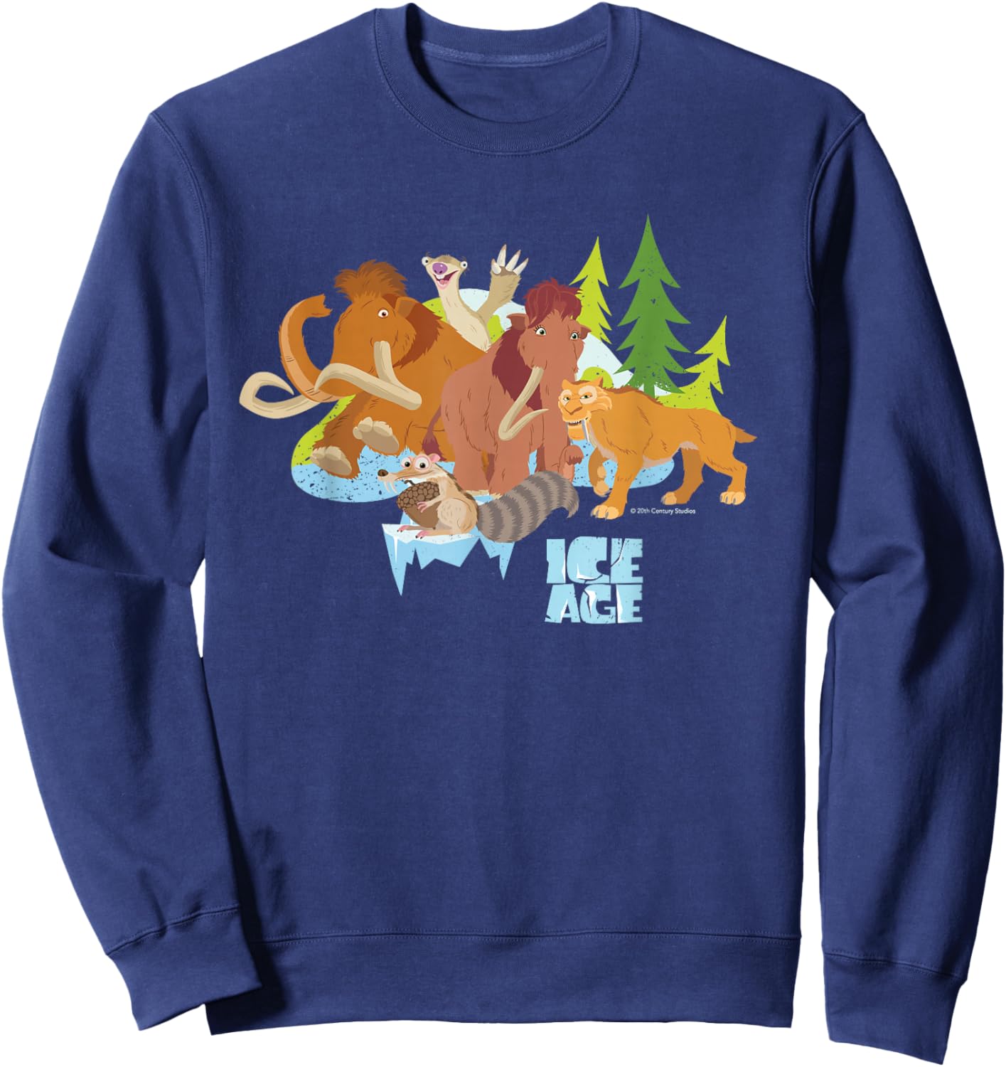 20th Century Fox Ice Age 20th Anniversary Exclusive -Adults , Black, Short Sleeve, Small Sweatshirt - Sweatshirt | Navy